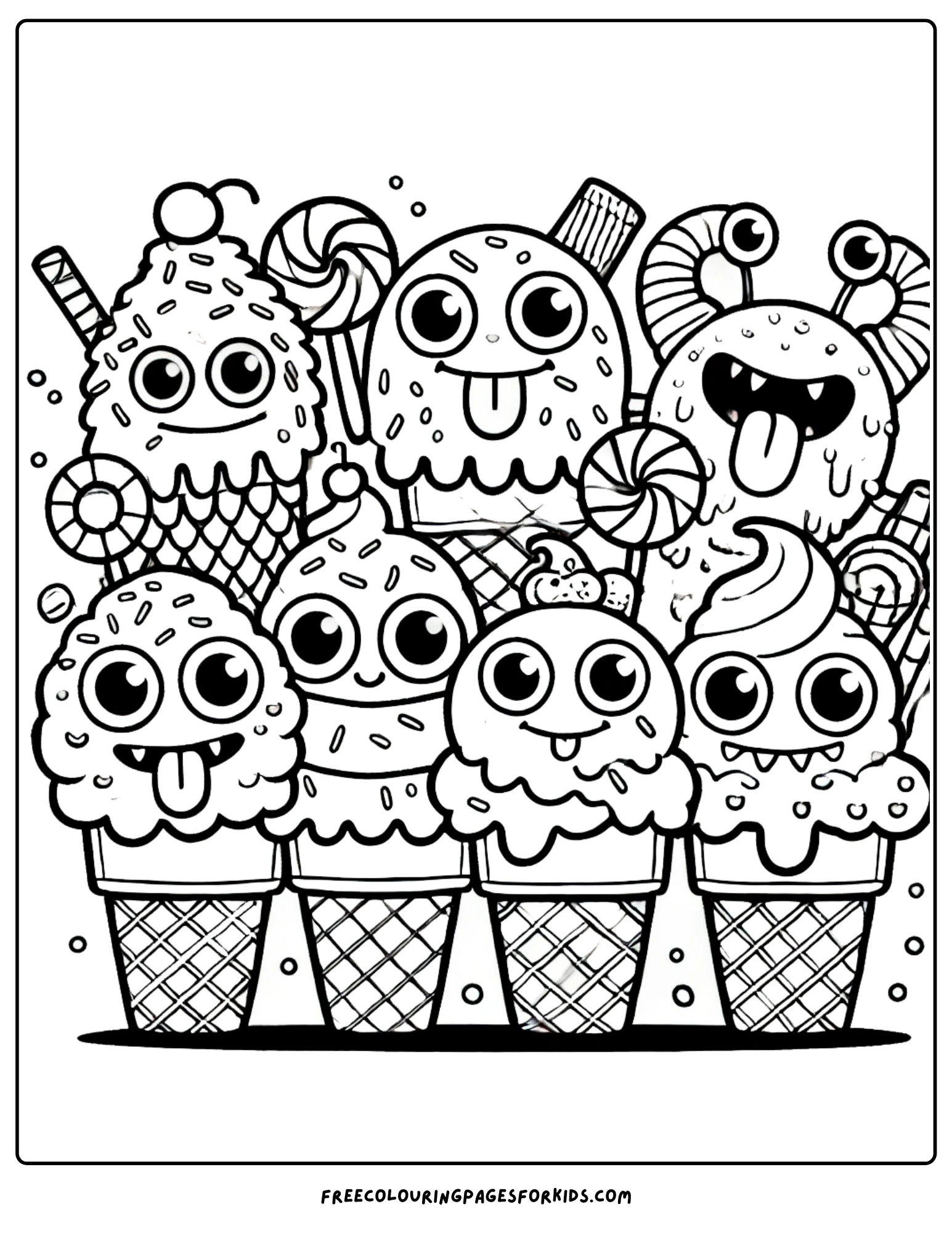 ice cream monsters coloring page