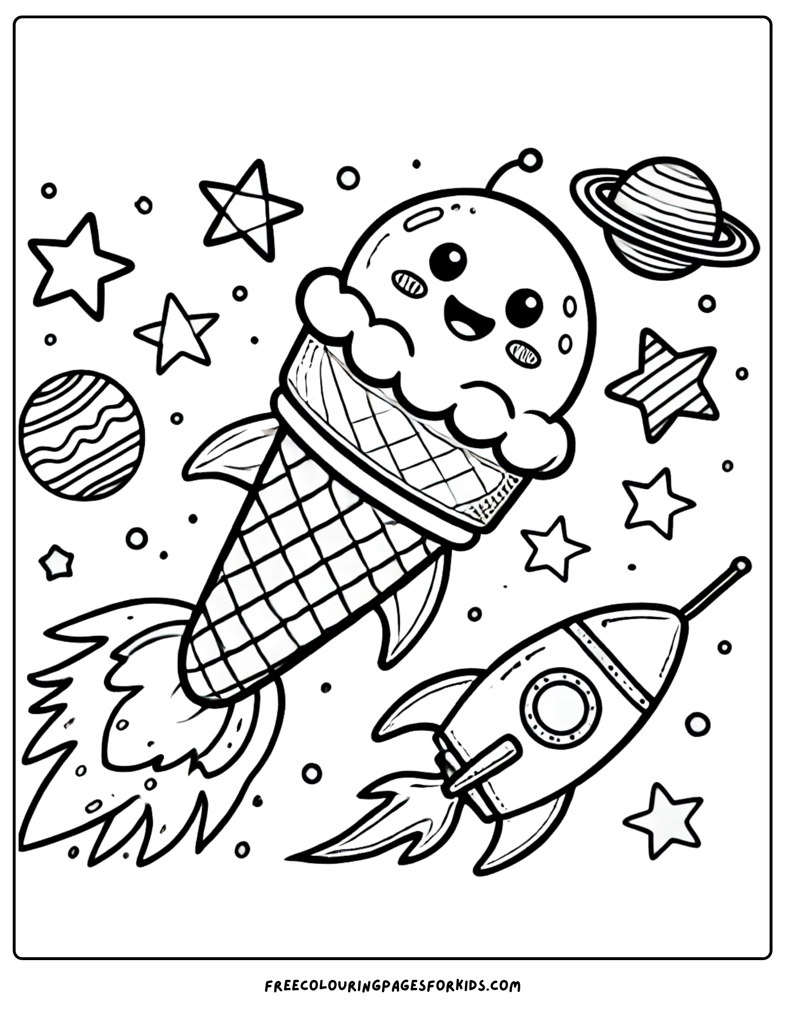 ice cream rocket coloring page