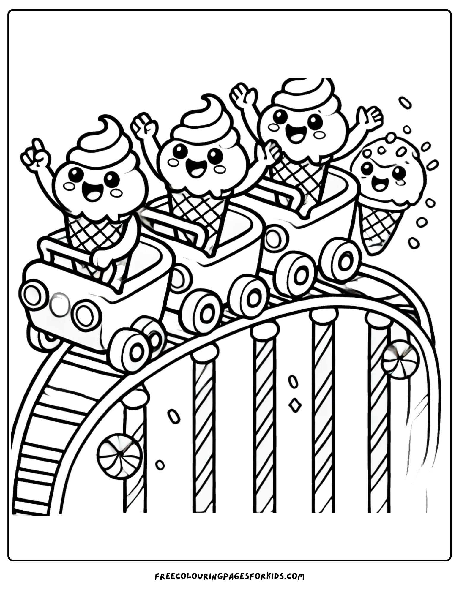 ice cream roller coaster coloring page