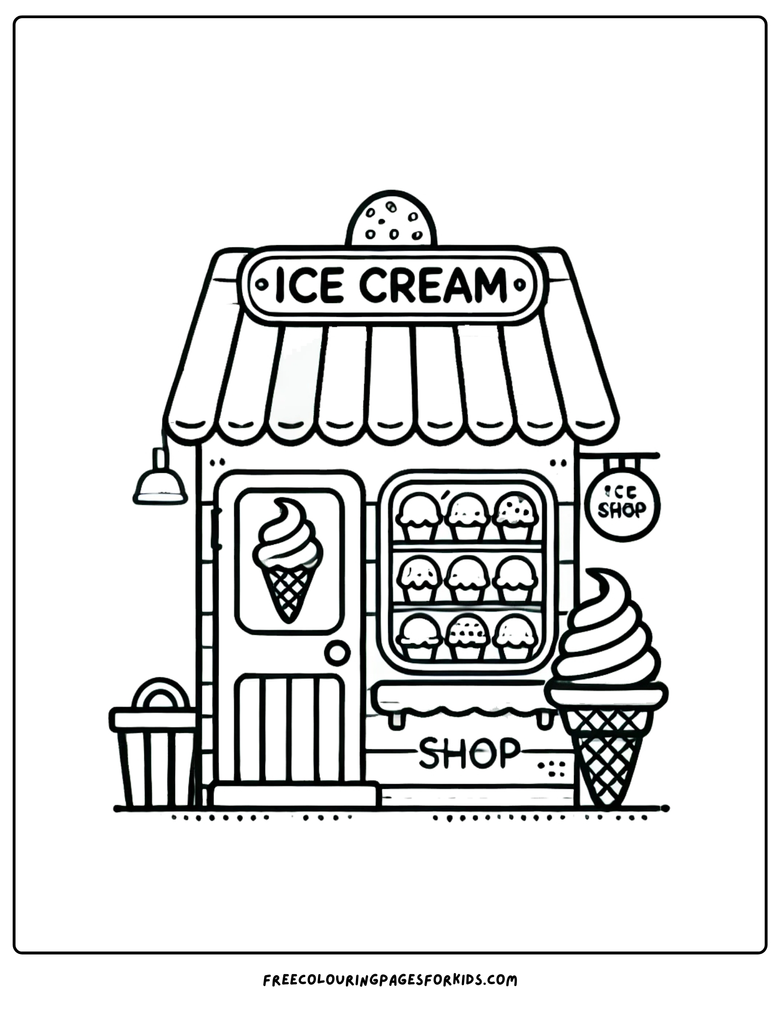 ice cream shop coloring page