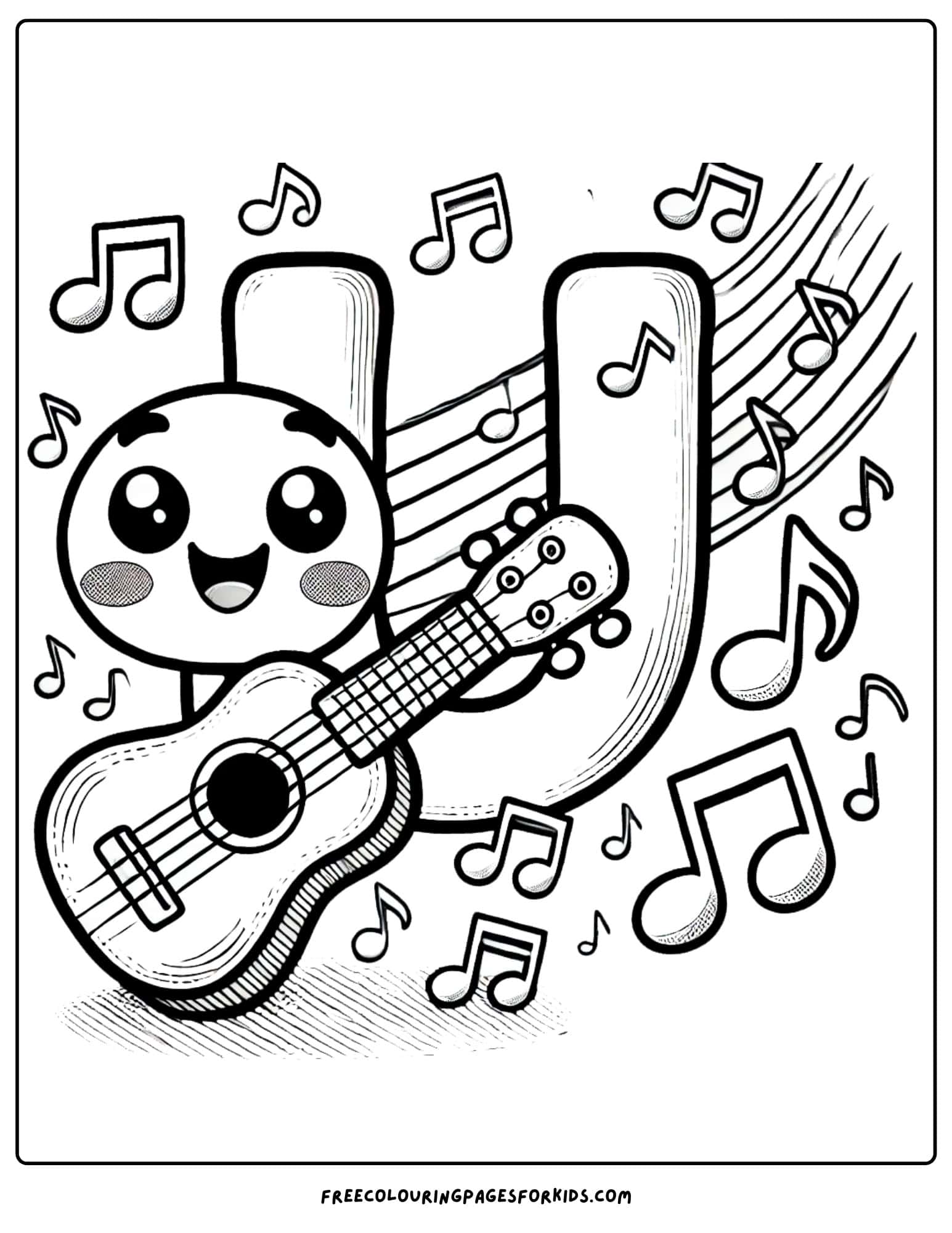 letter U for Ukelele coloring page