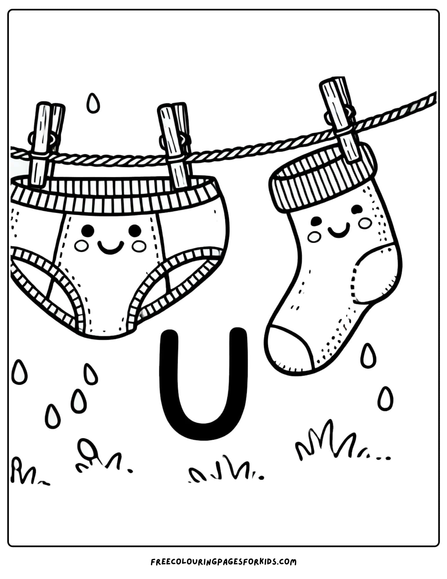 letter U for underwear coloring page