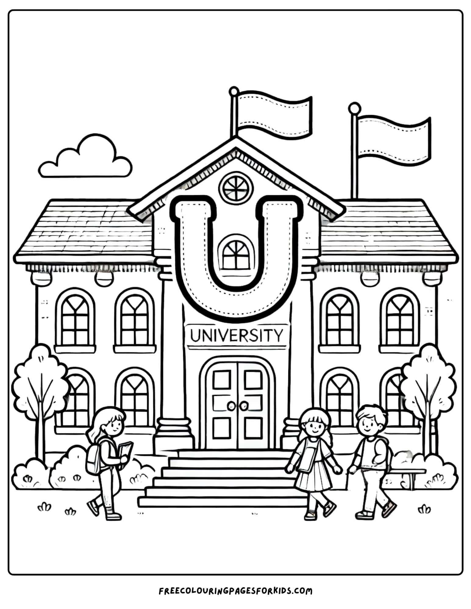 letter U for university coloring page