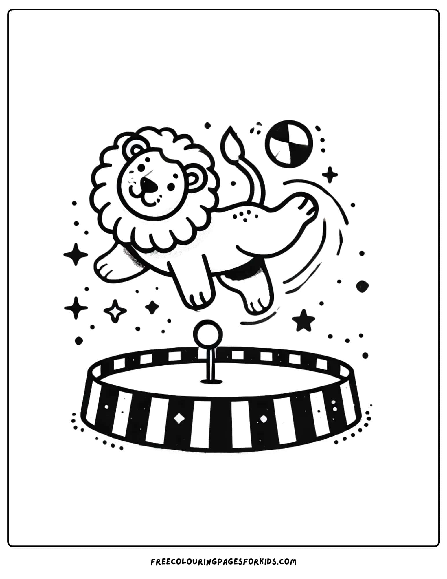 lion in the circus coloring page