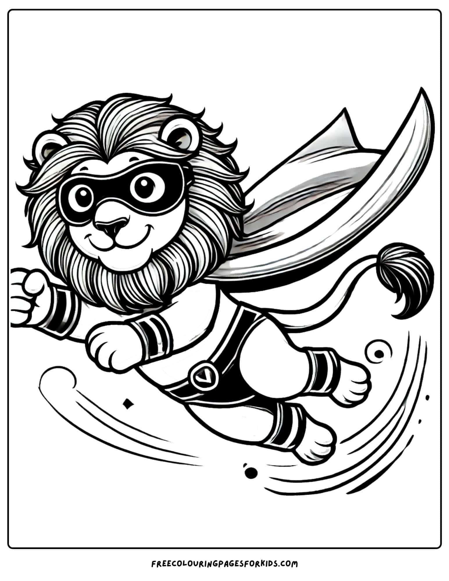 lion superhero coloring page