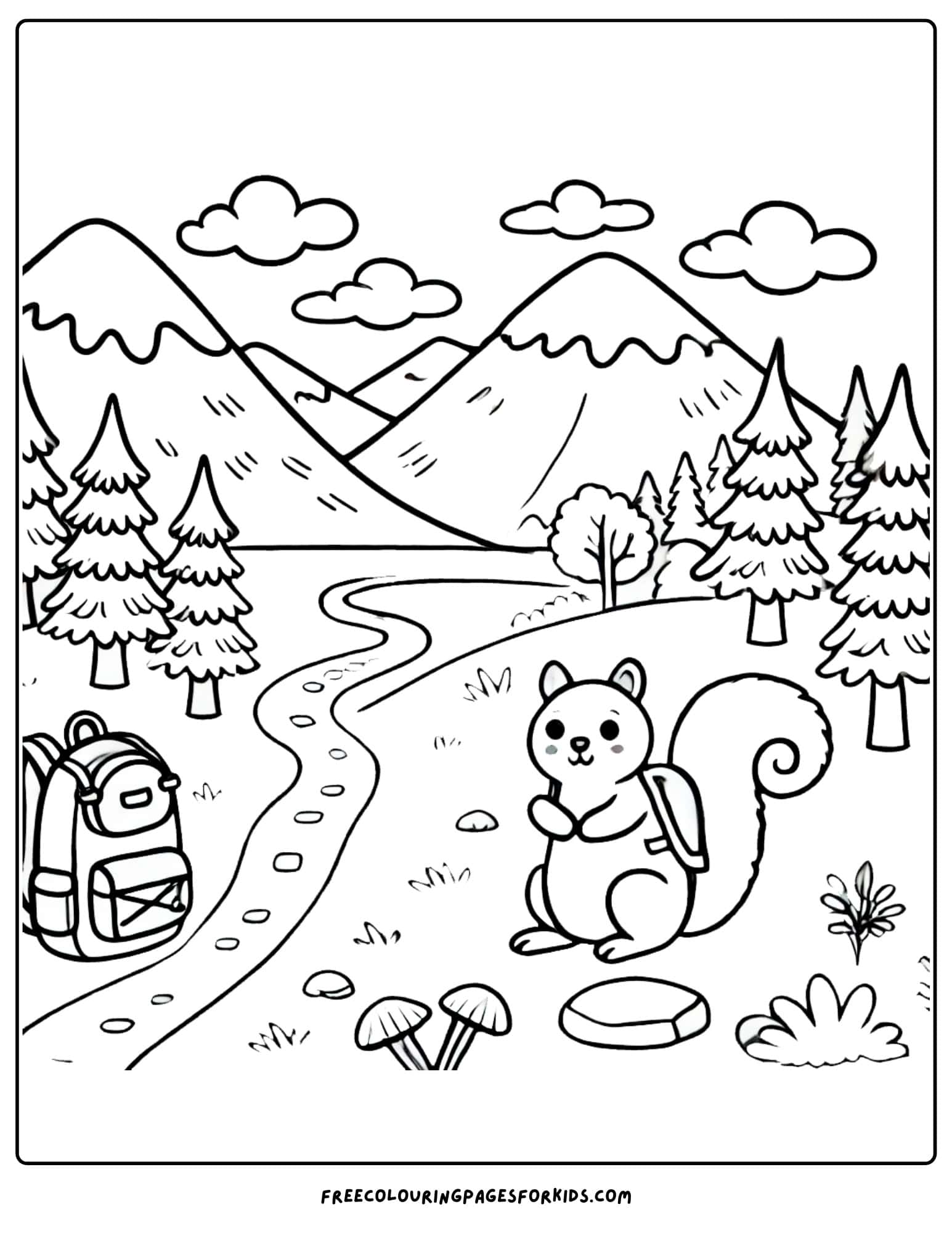 nature mountain hike coloring page