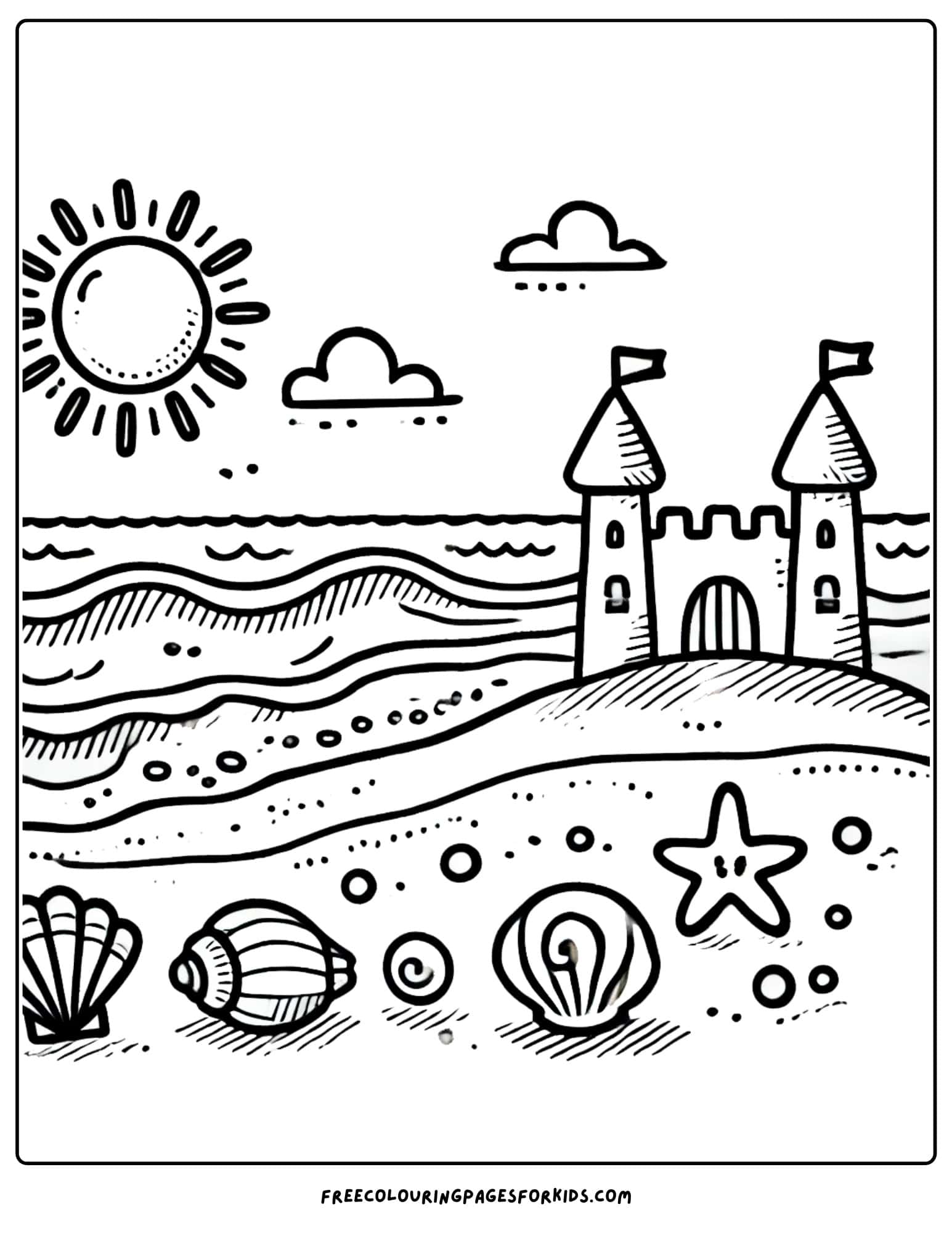 nature sunny beach day coloring page