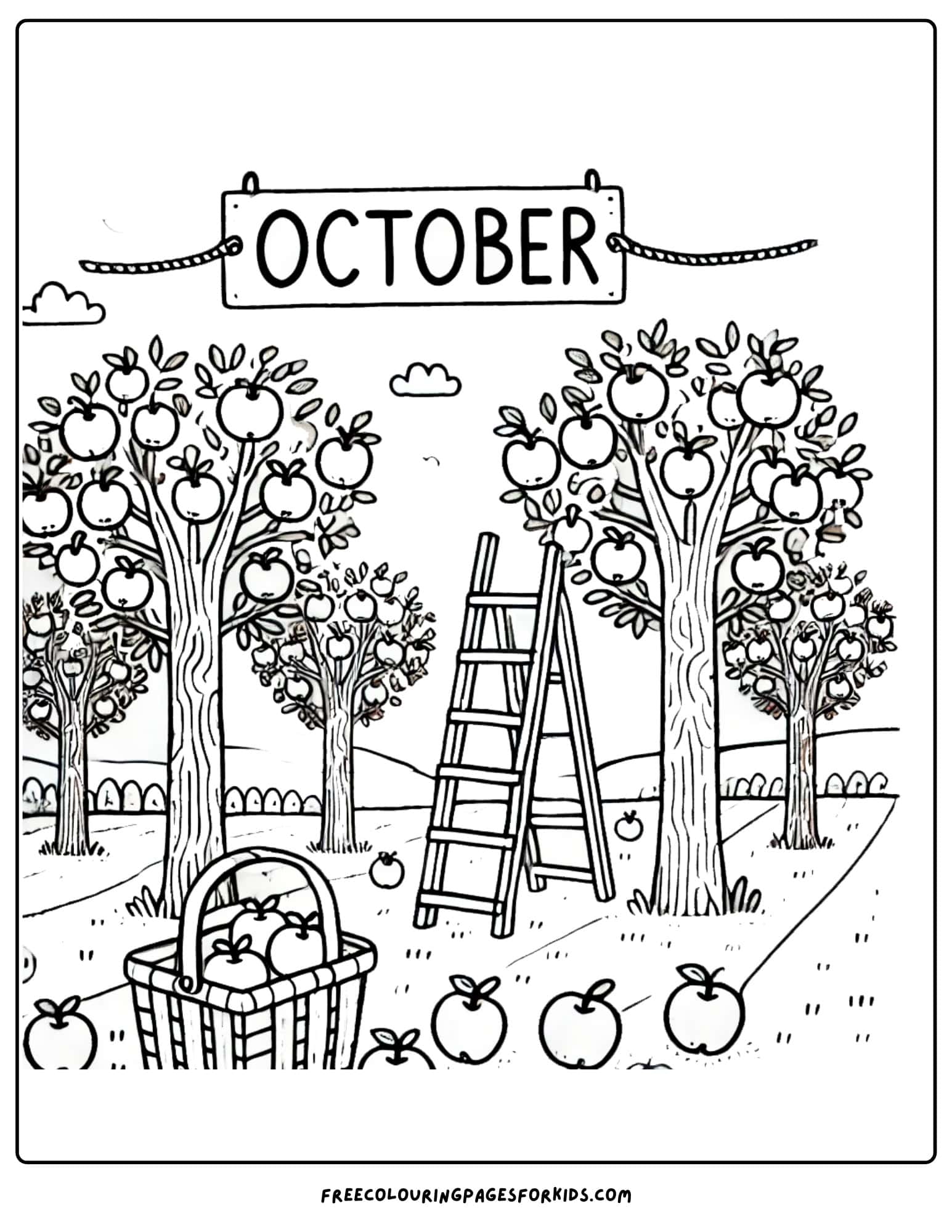 october apple orchard coloring page