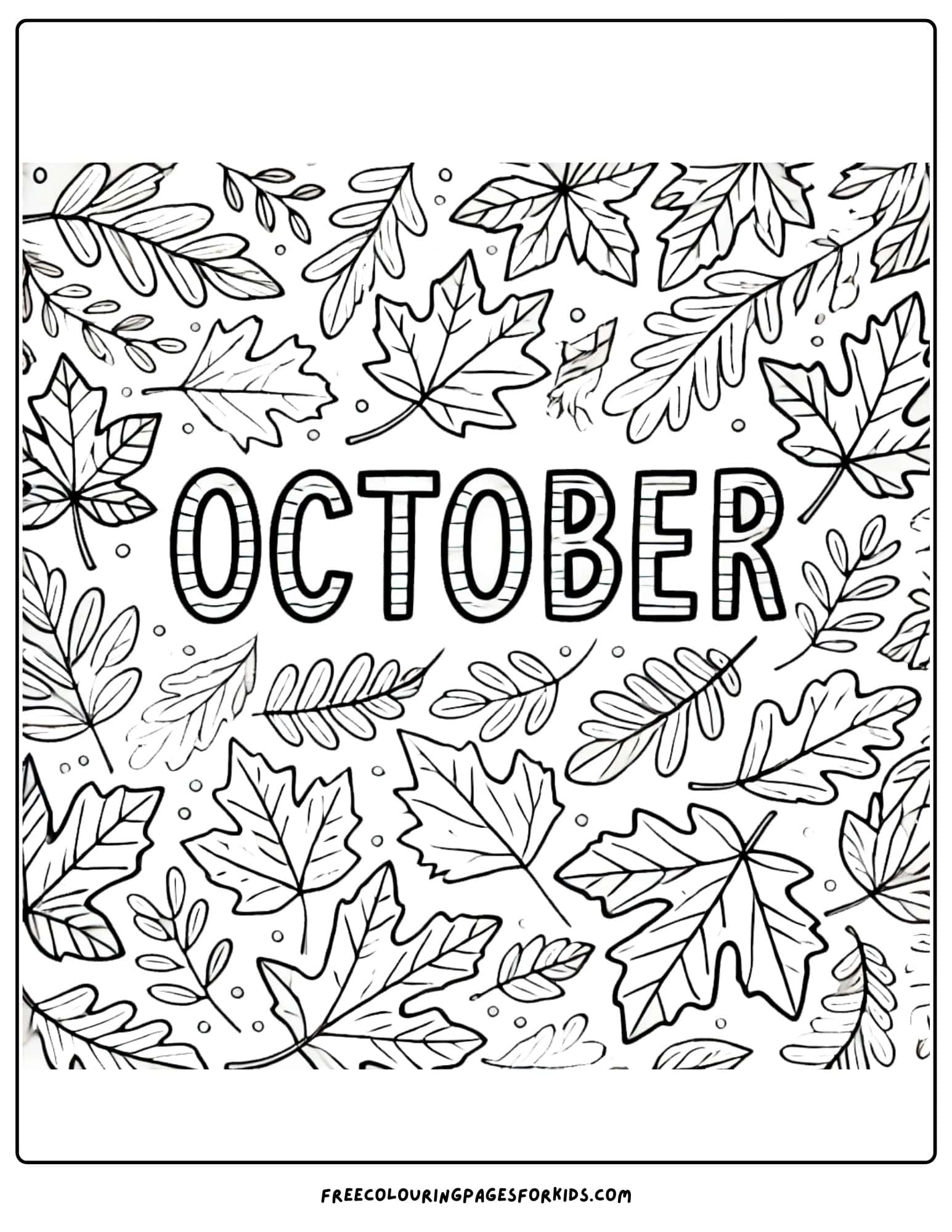 october fall leaves coloring page