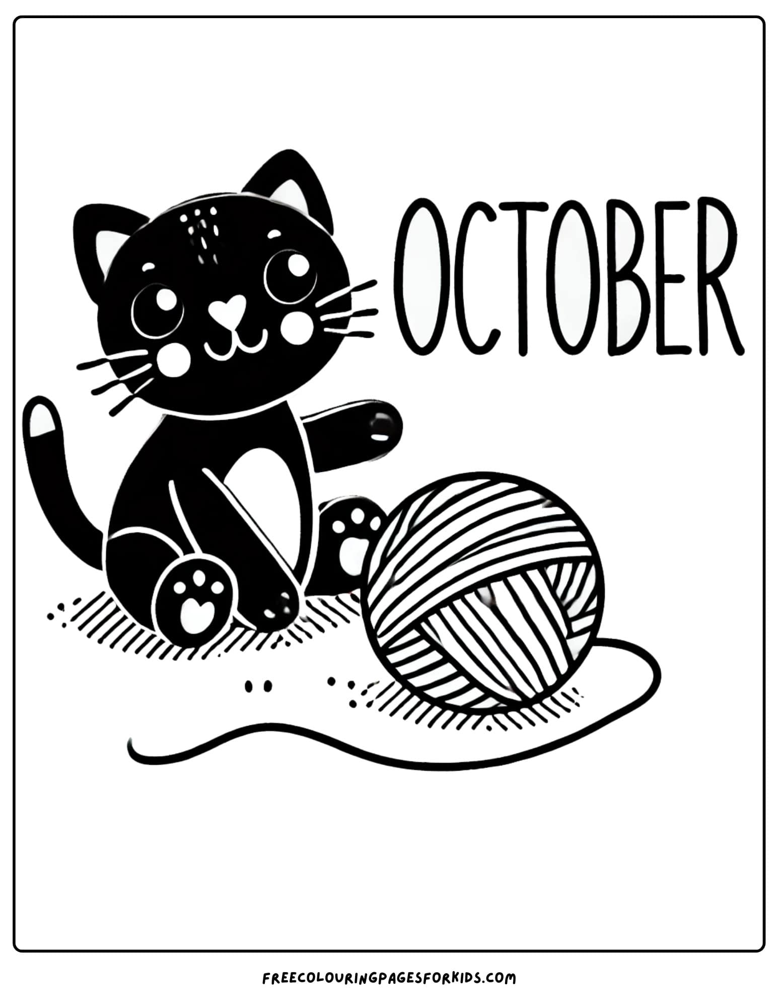 october black cat coloring page