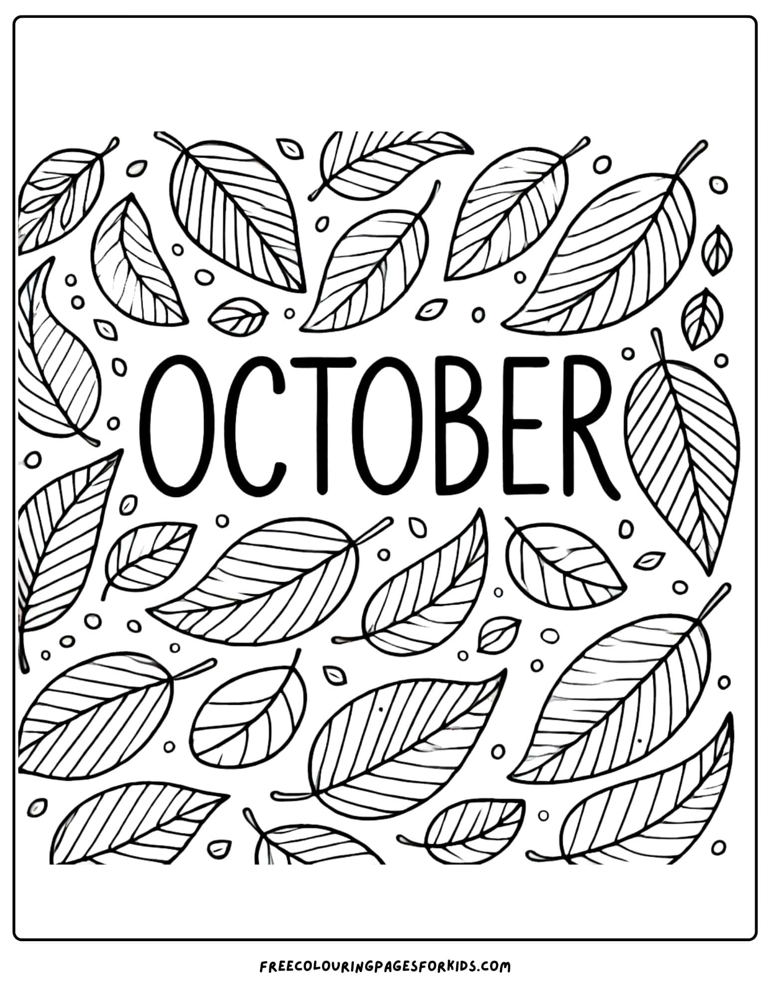 october falling leaves coloring page