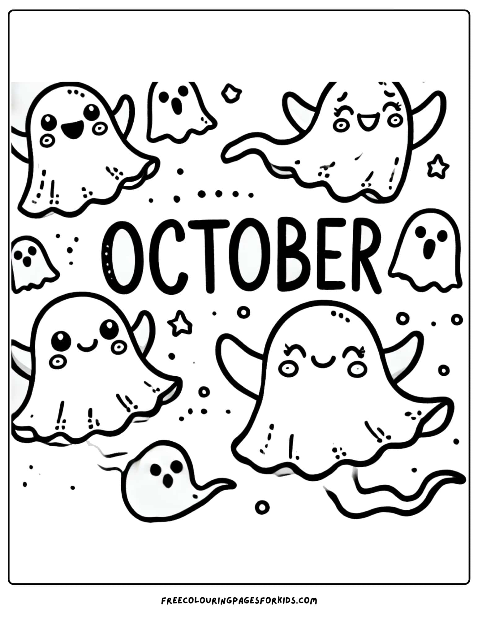 october friendly ghosts coloring page