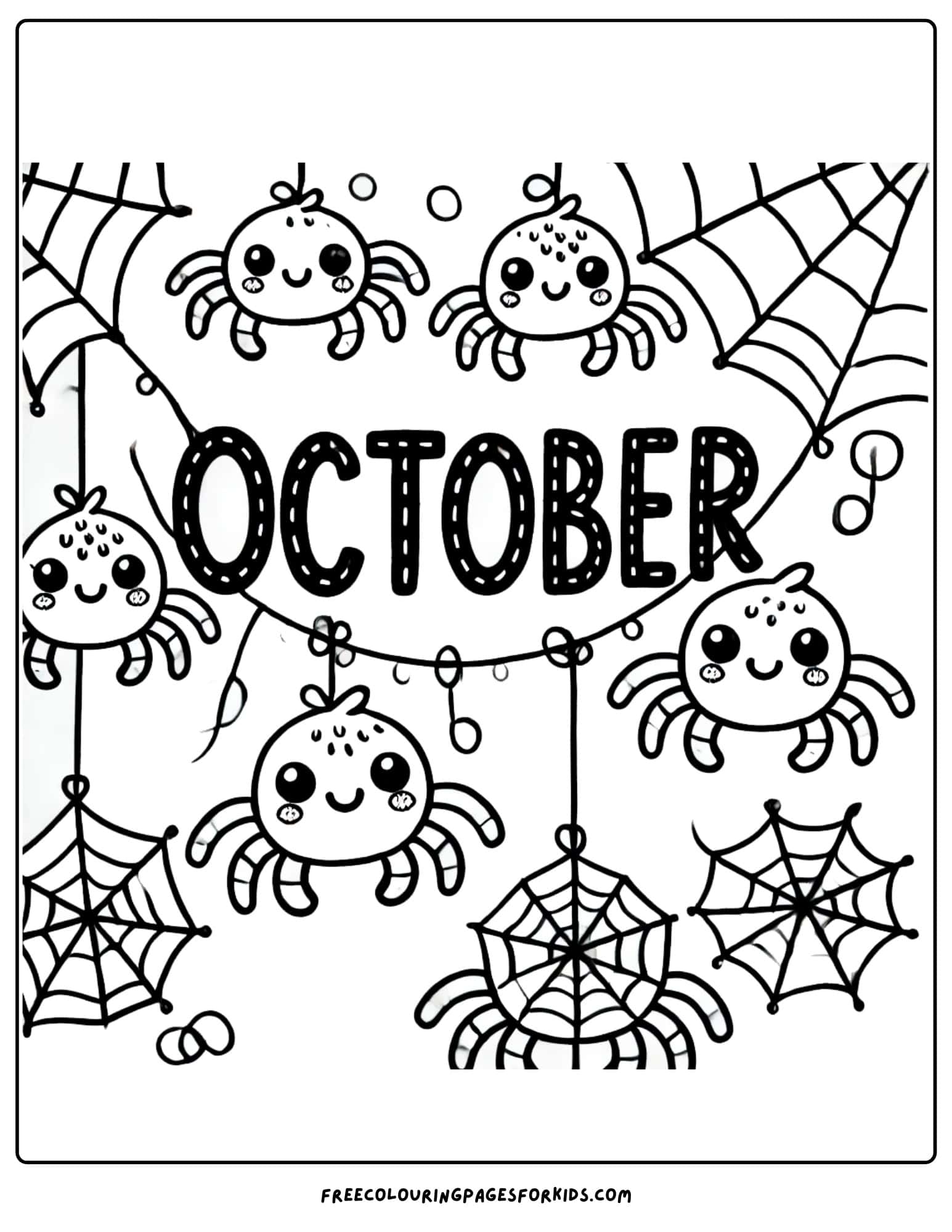 october friendly spiders coloring page