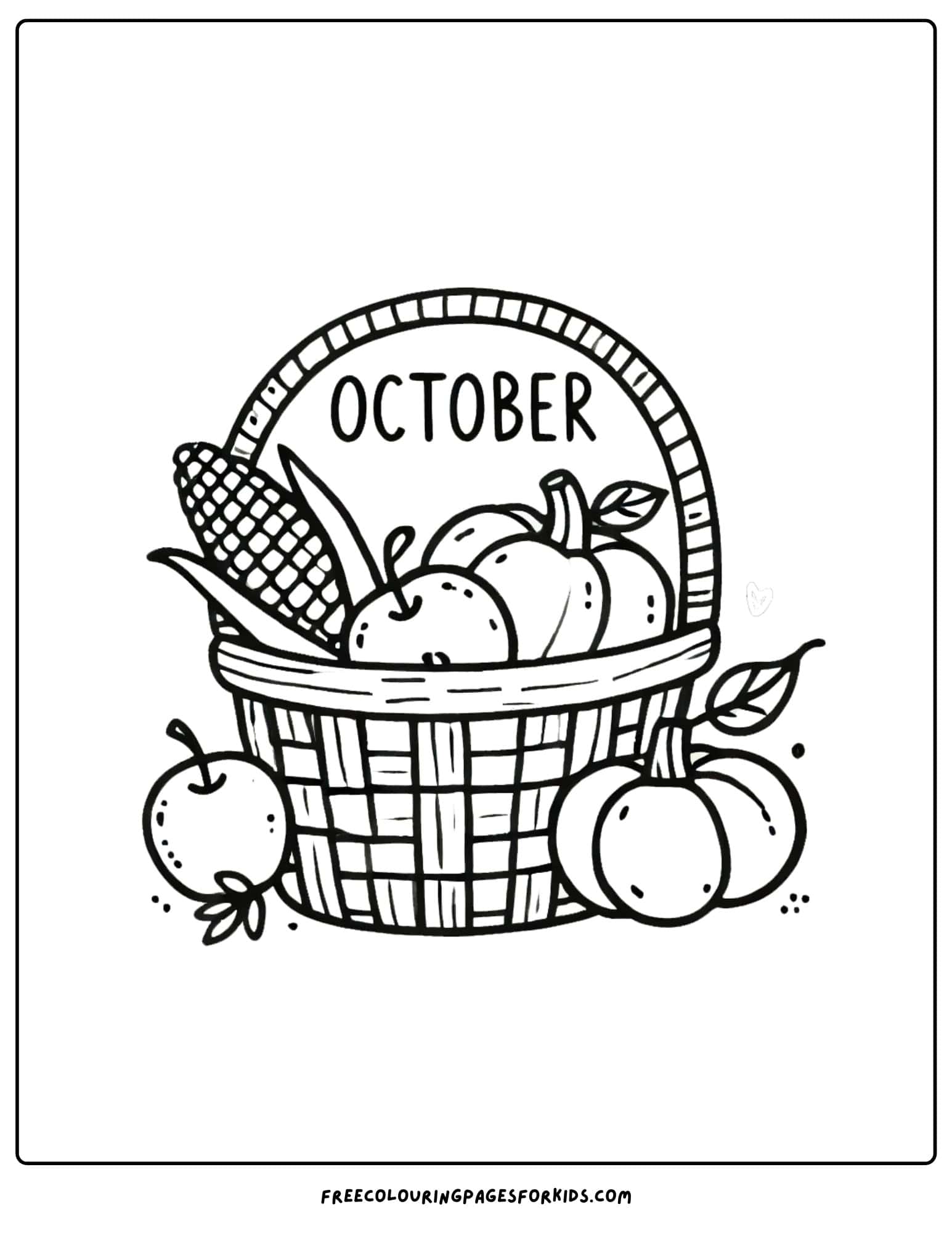 october harvest basket coloring page