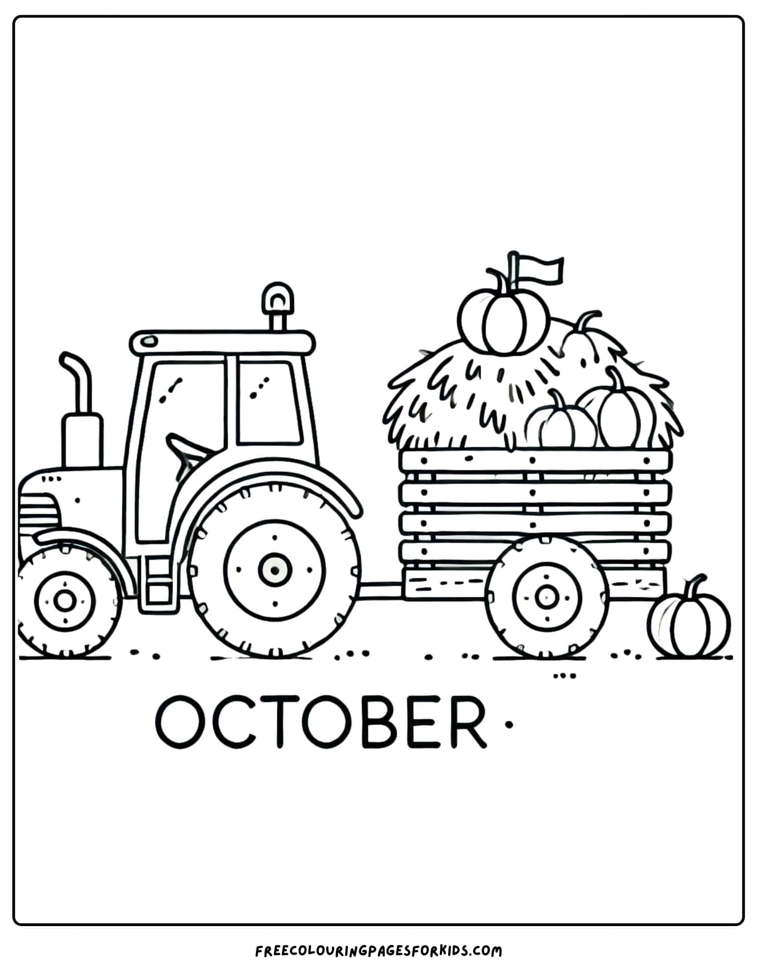 october tractor hayride coloring page