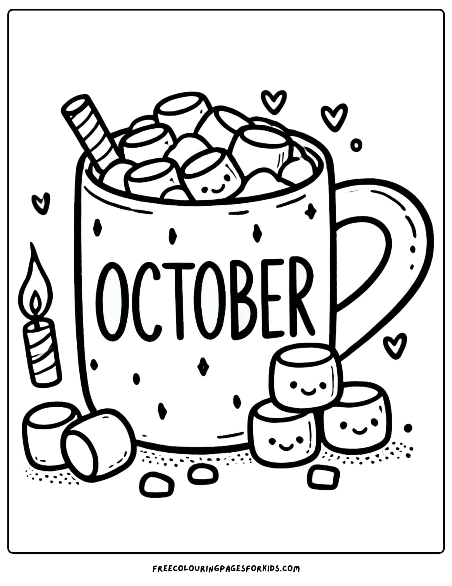 october hot cocoa coloring page