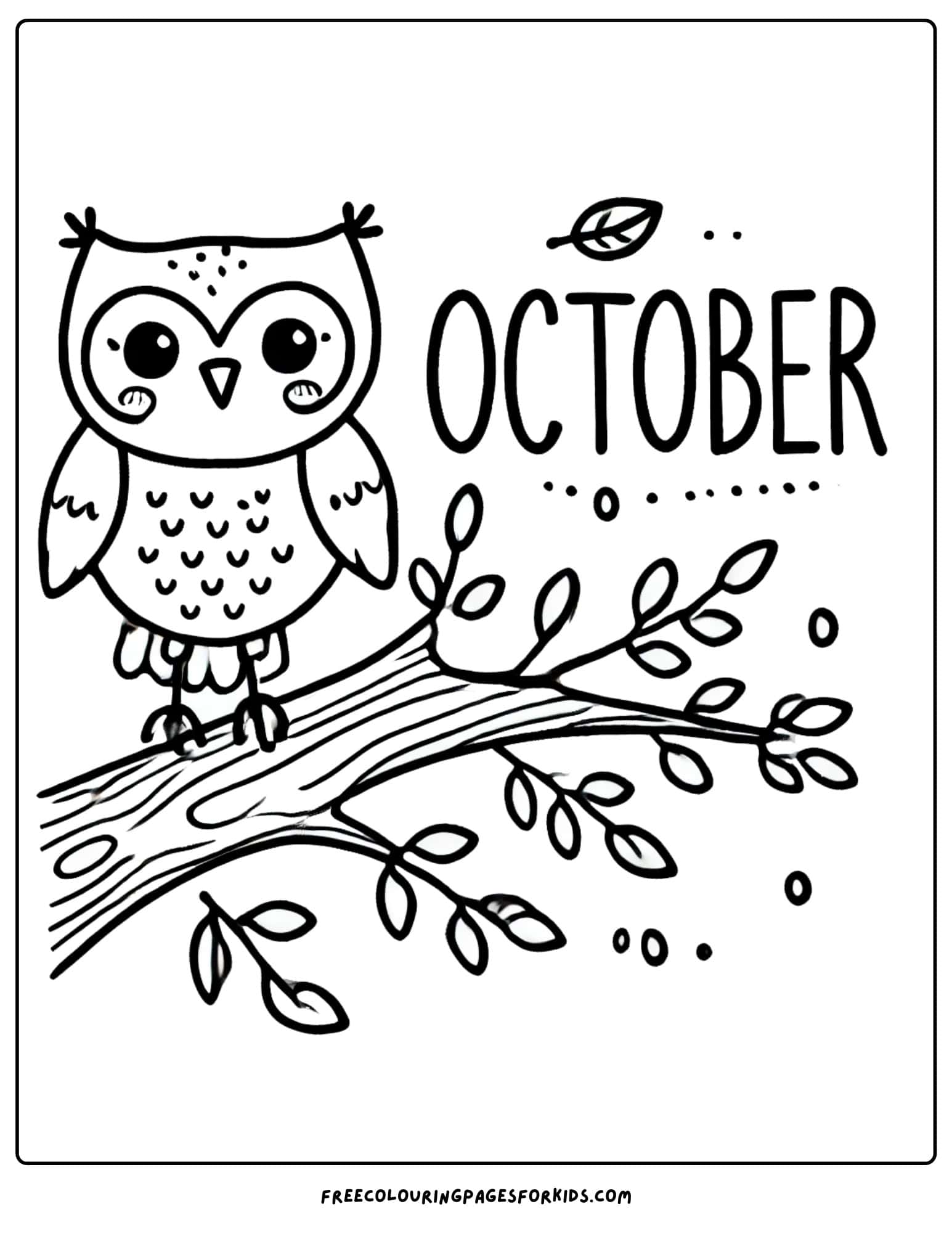 october owl in a tree coloring page