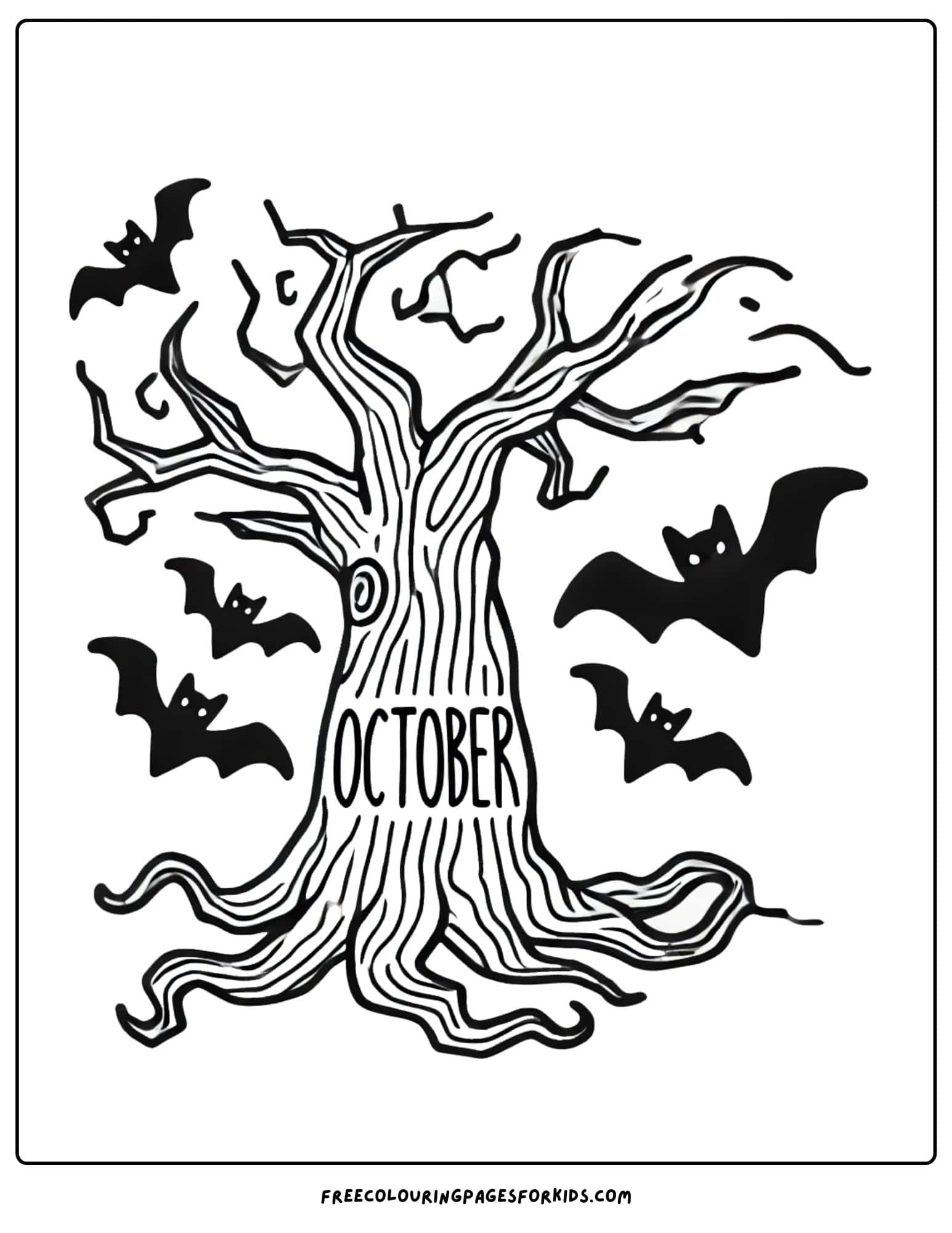 october spooky tree coloring page