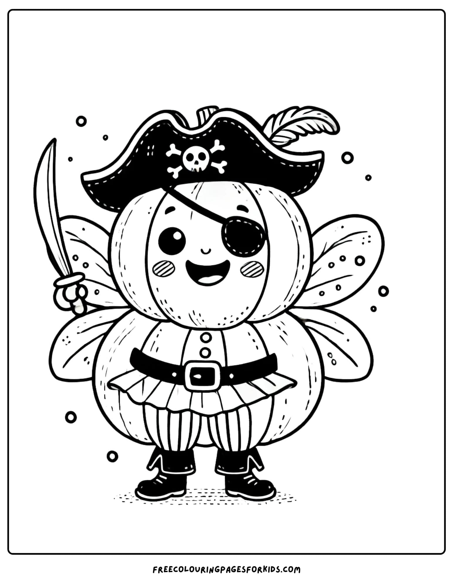 pumpkin in a costume coloring page