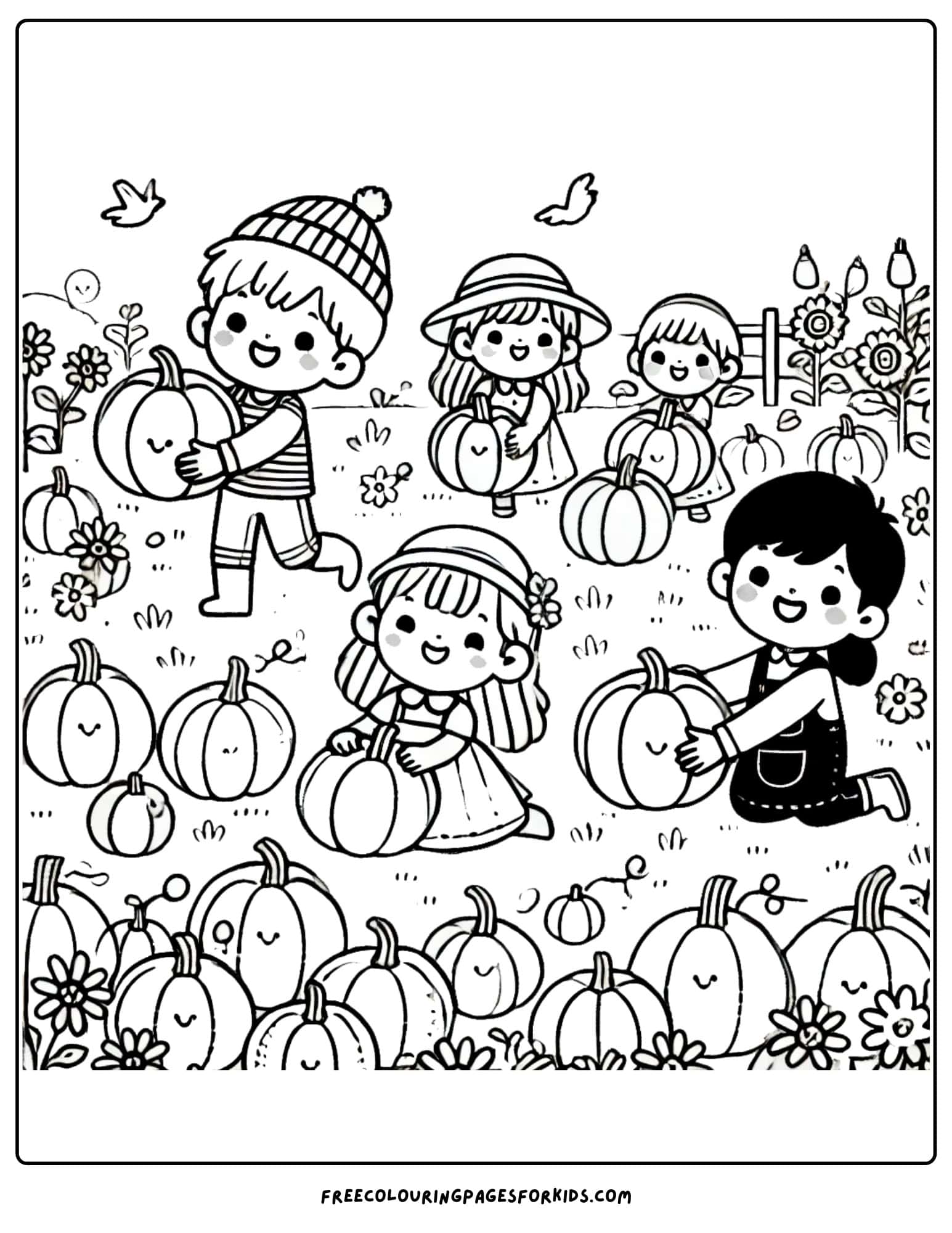 pumpkin picking coloring page