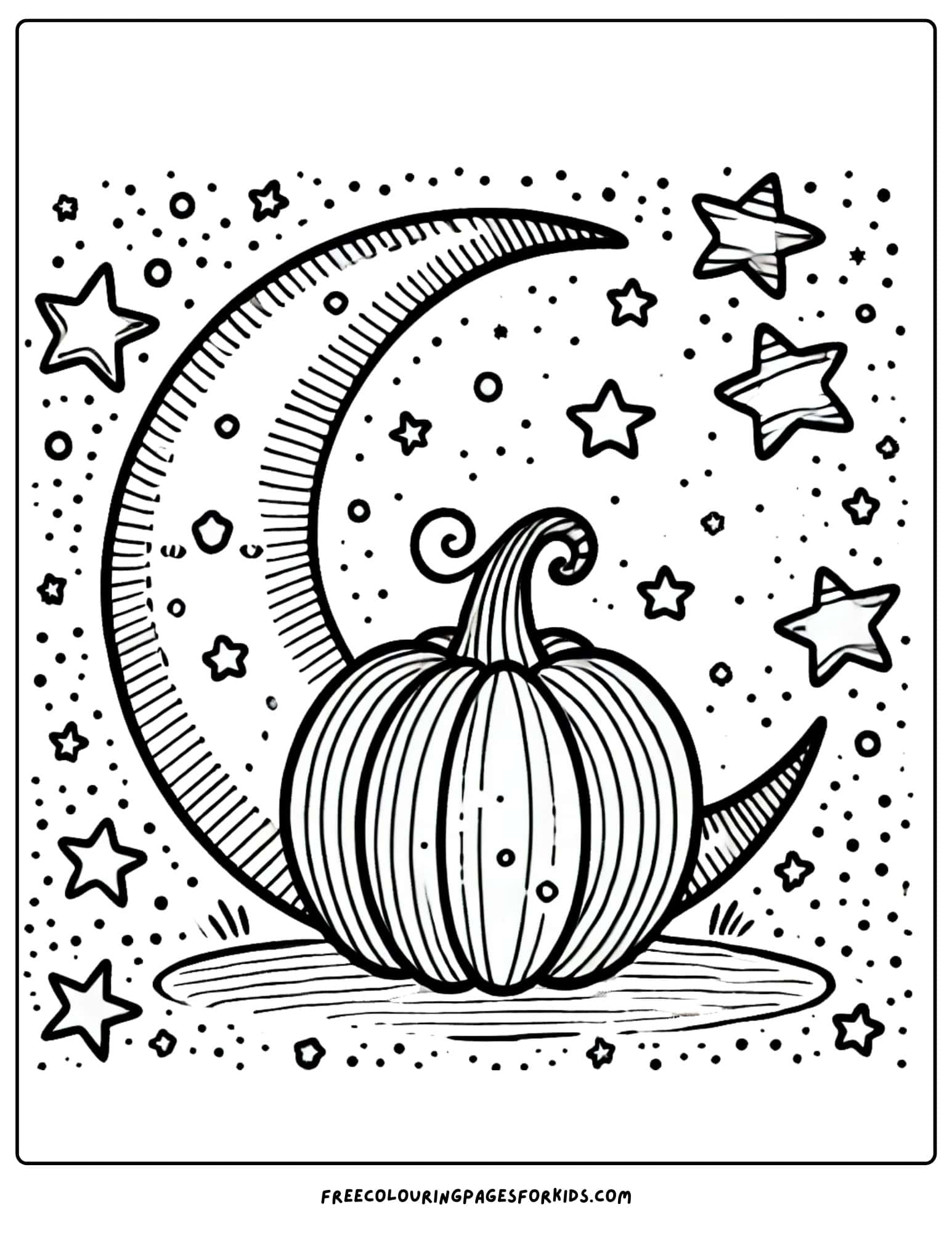 pumpkin under the moon coloring page