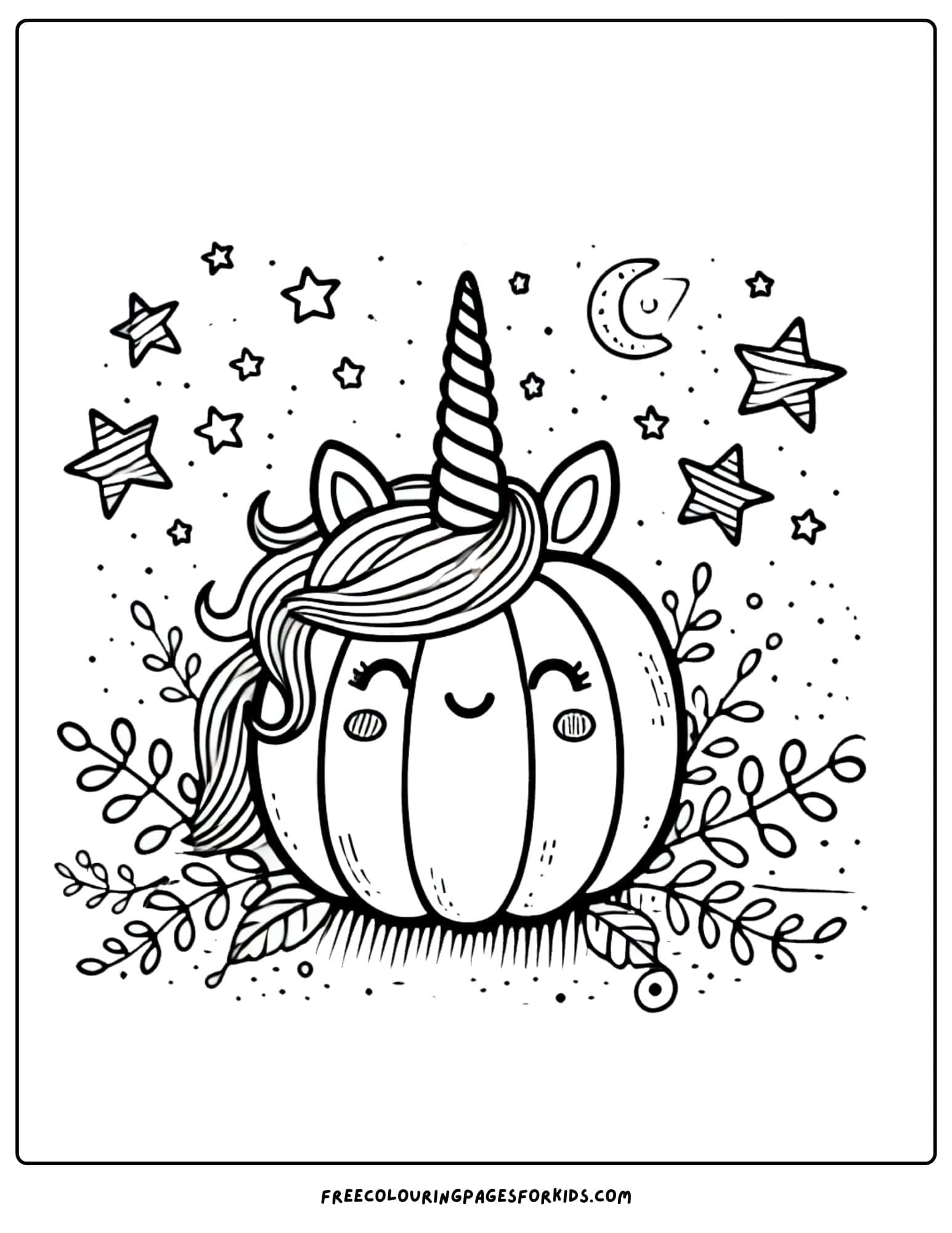 pumpkin unicorn coloring page