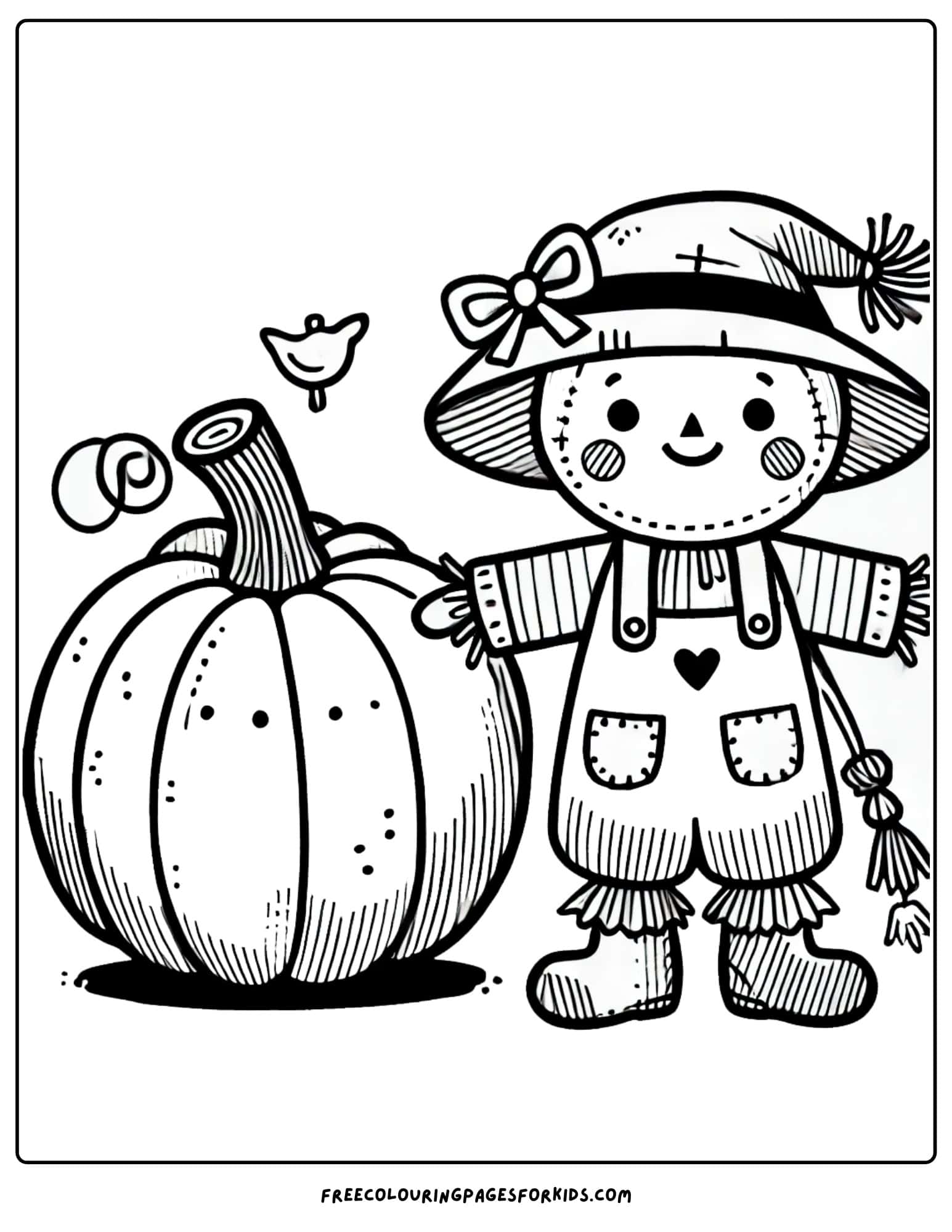 pumpkin and a scarecrow coloring page