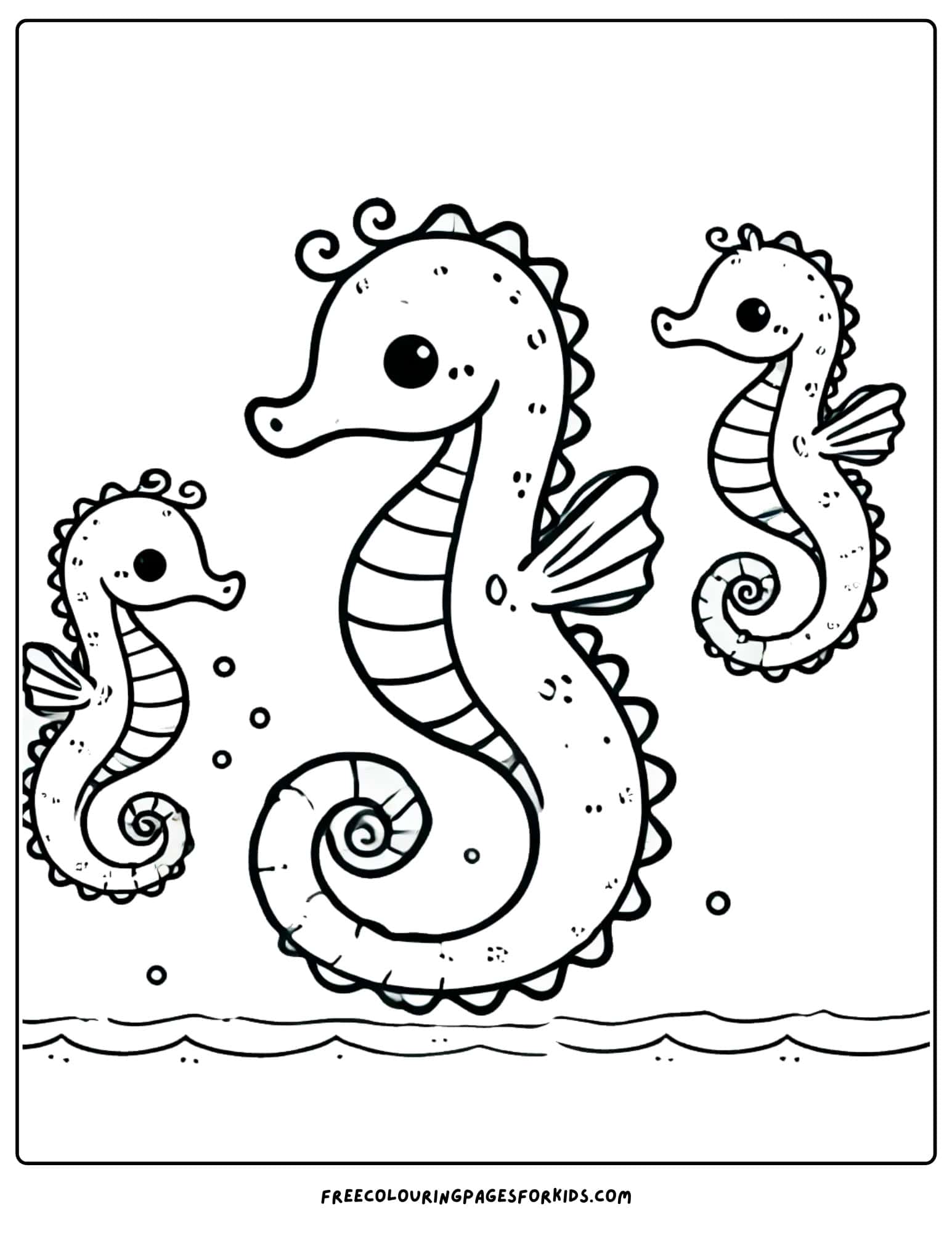 seahorse family coloring page