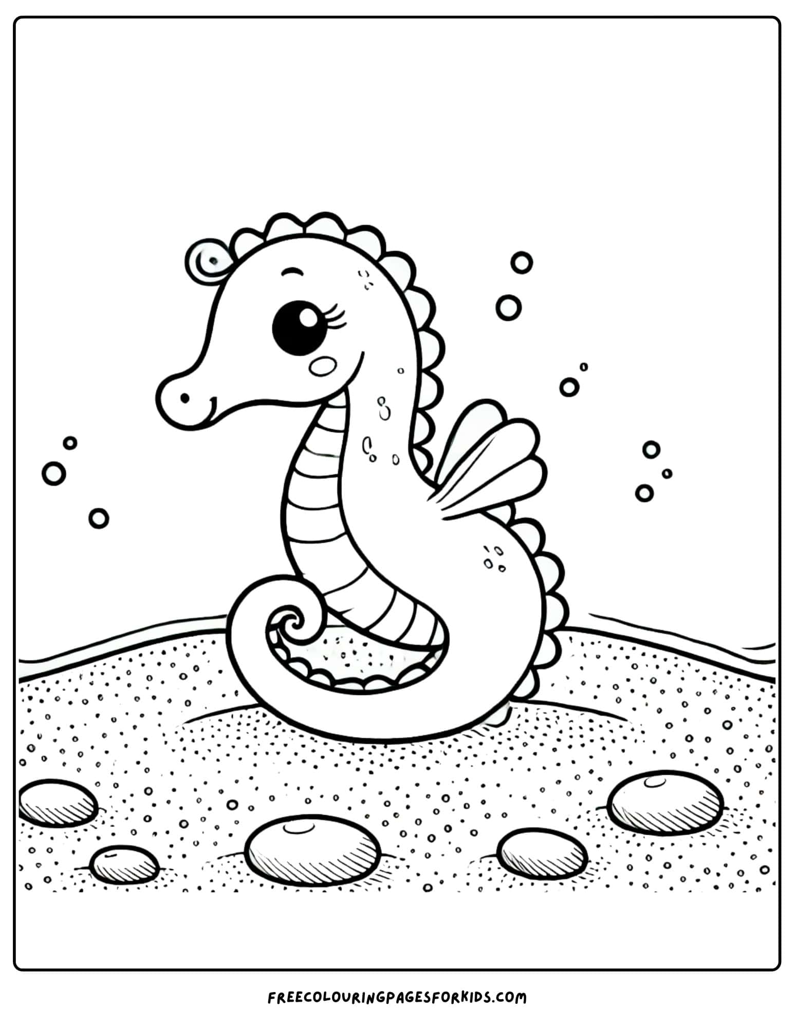 seahorse on the sea floor coloring page