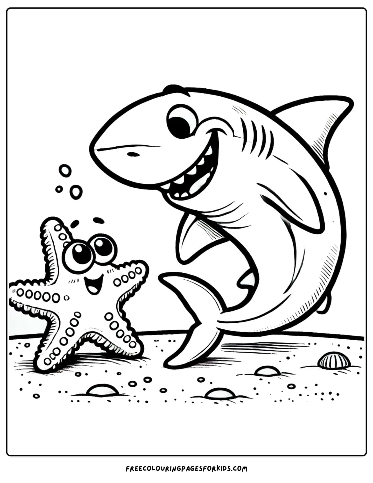 shark with a sea star coloring page