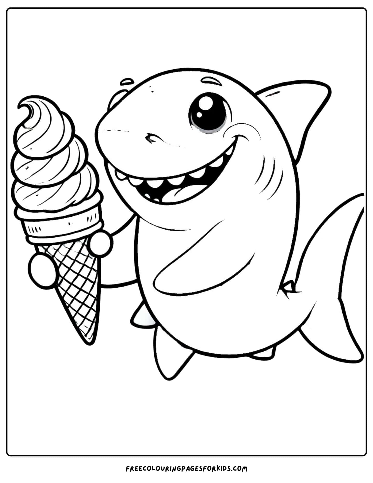 shark eating an ice cream cone coloring page