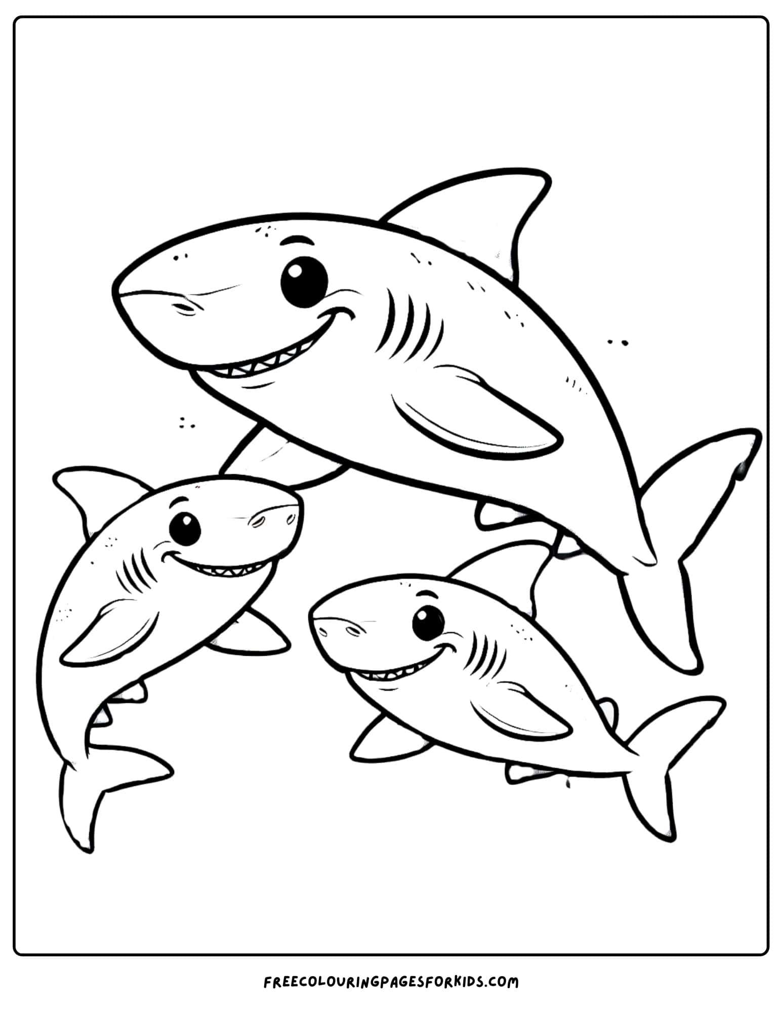 shark family coloring page