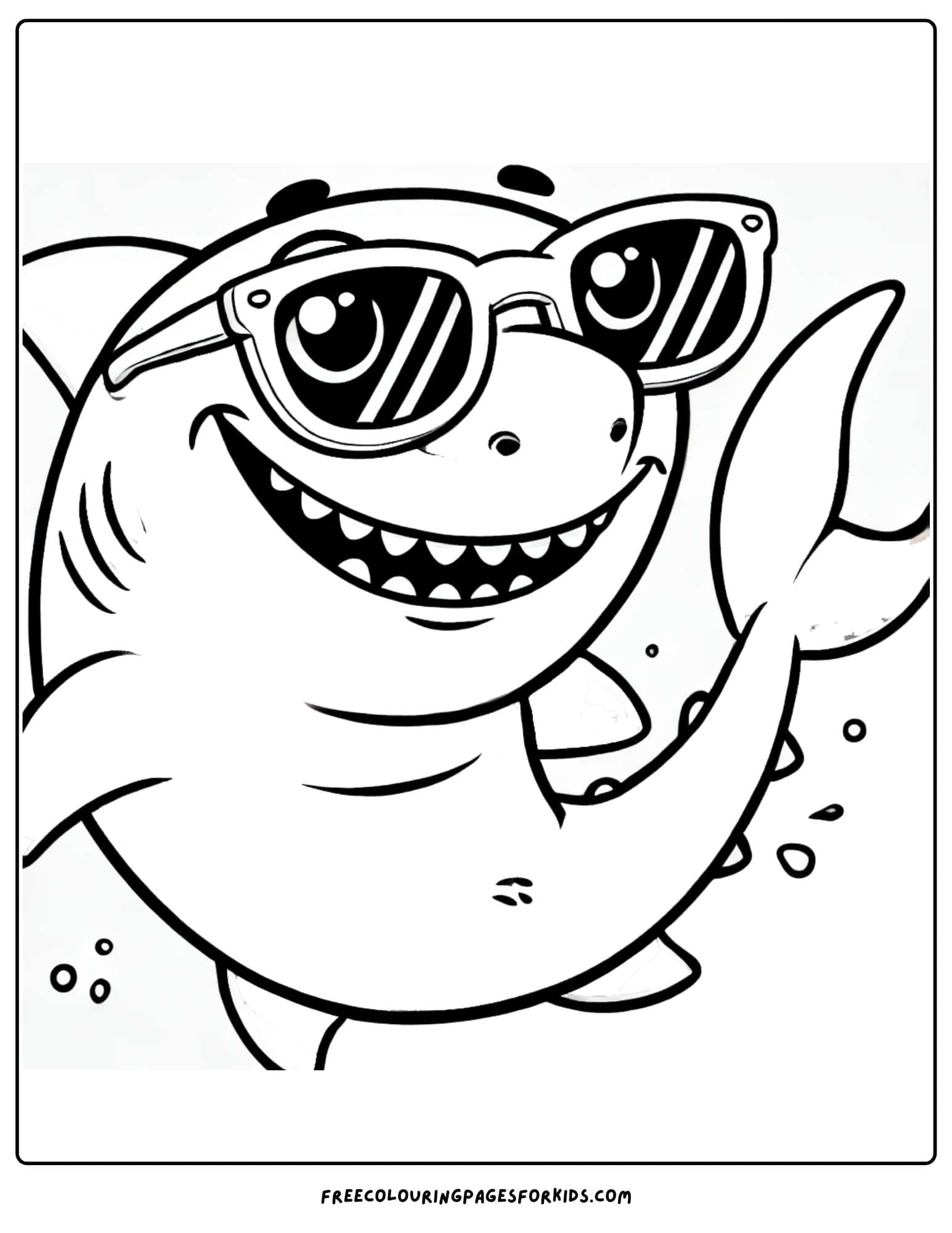 shark wearing sunglasses coloring page