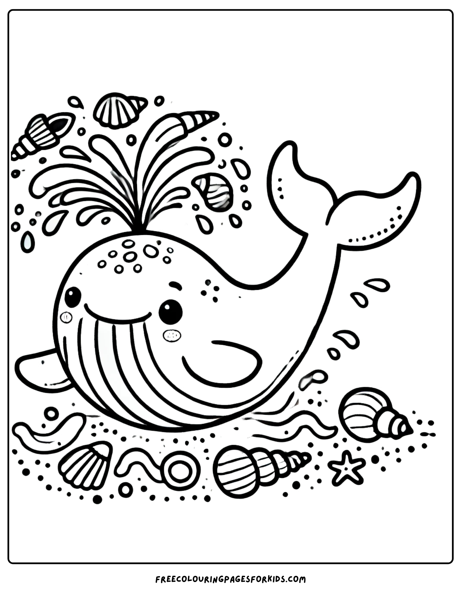 shell and a whale coloring page