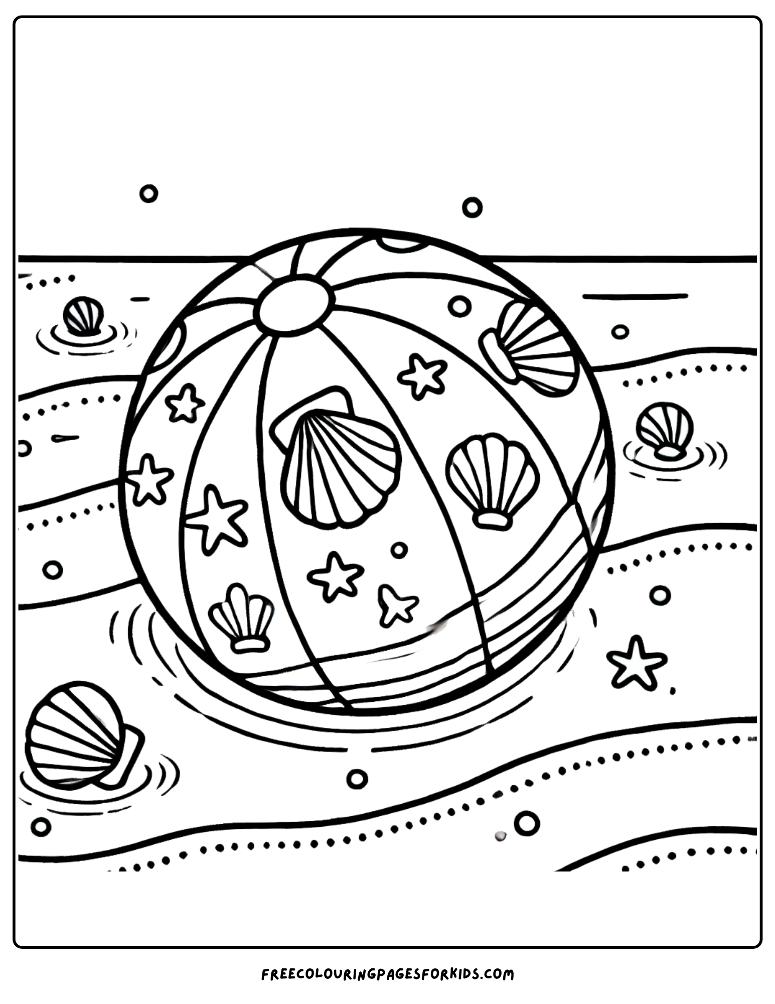 shell covered beach ball coloring page