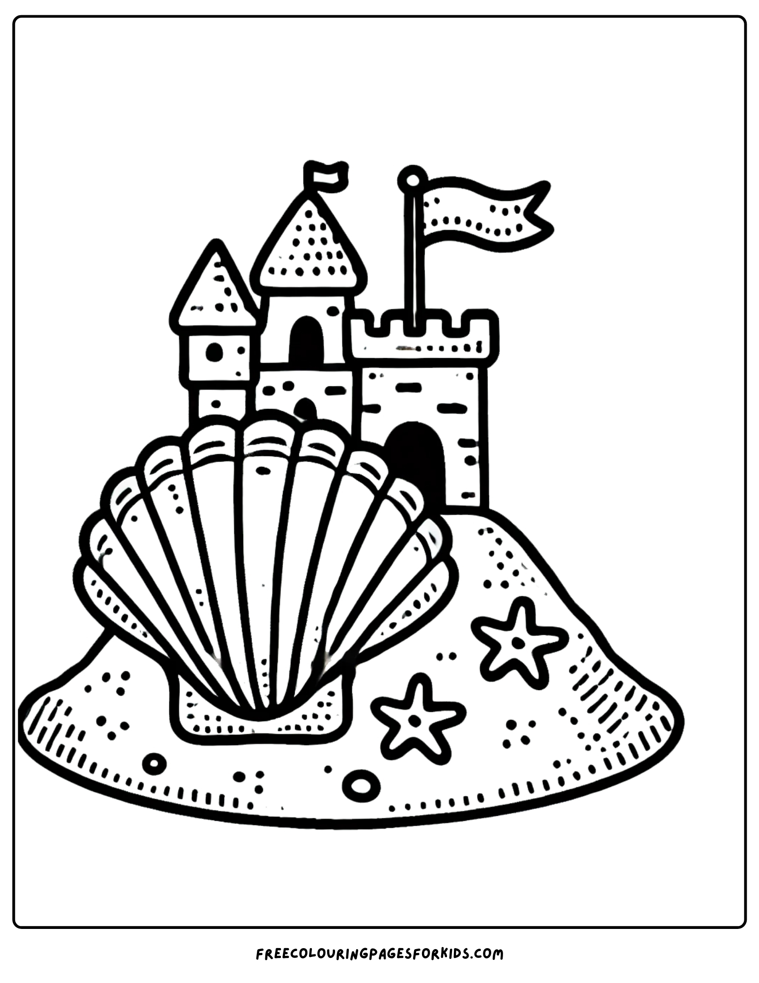 shell castle coloring page