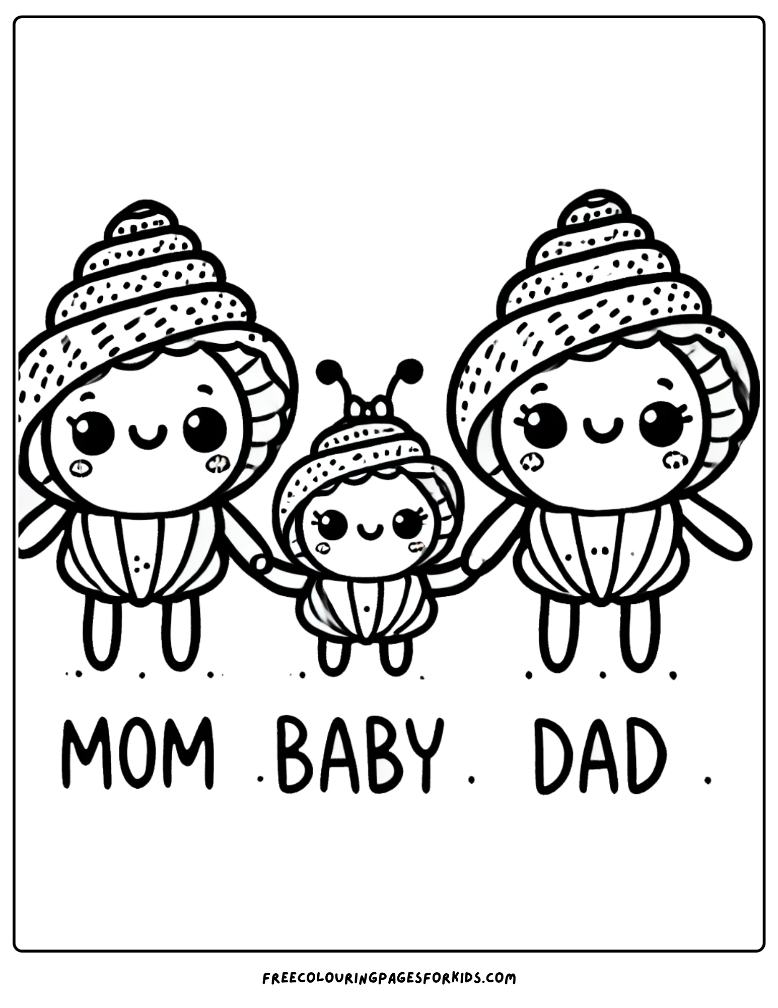 shell family coloring page