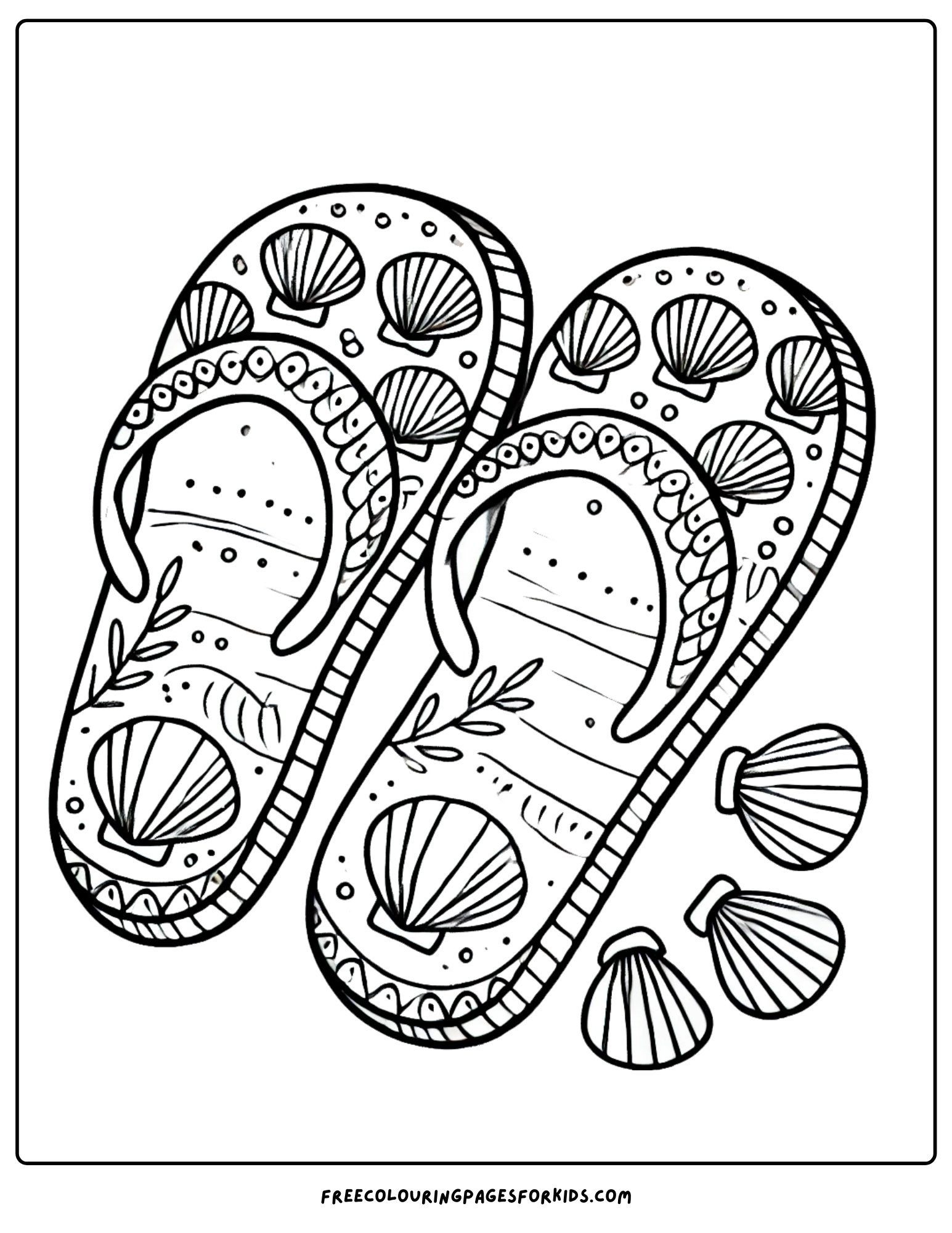 shell flip flops coloring page