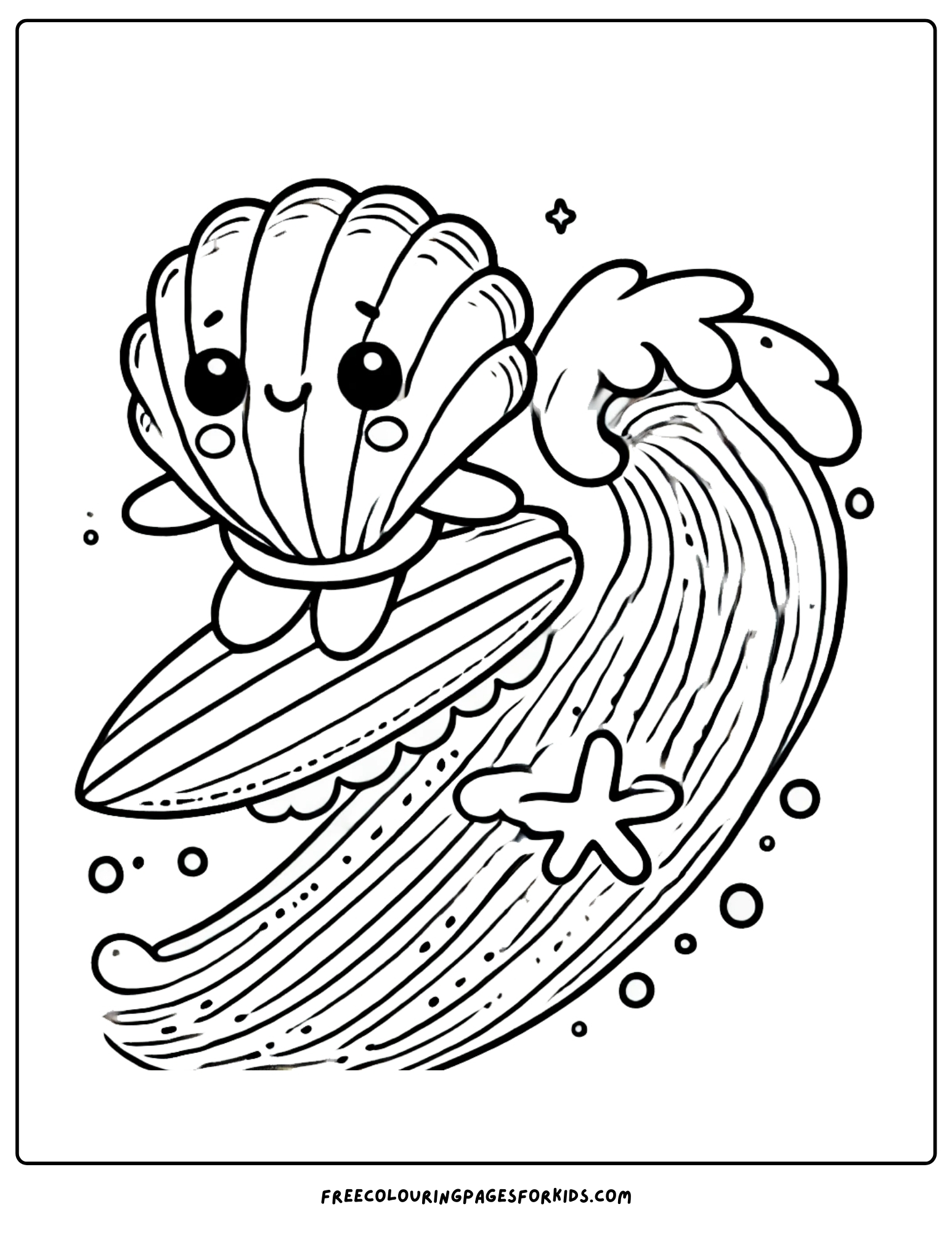 shell surfing coloring page