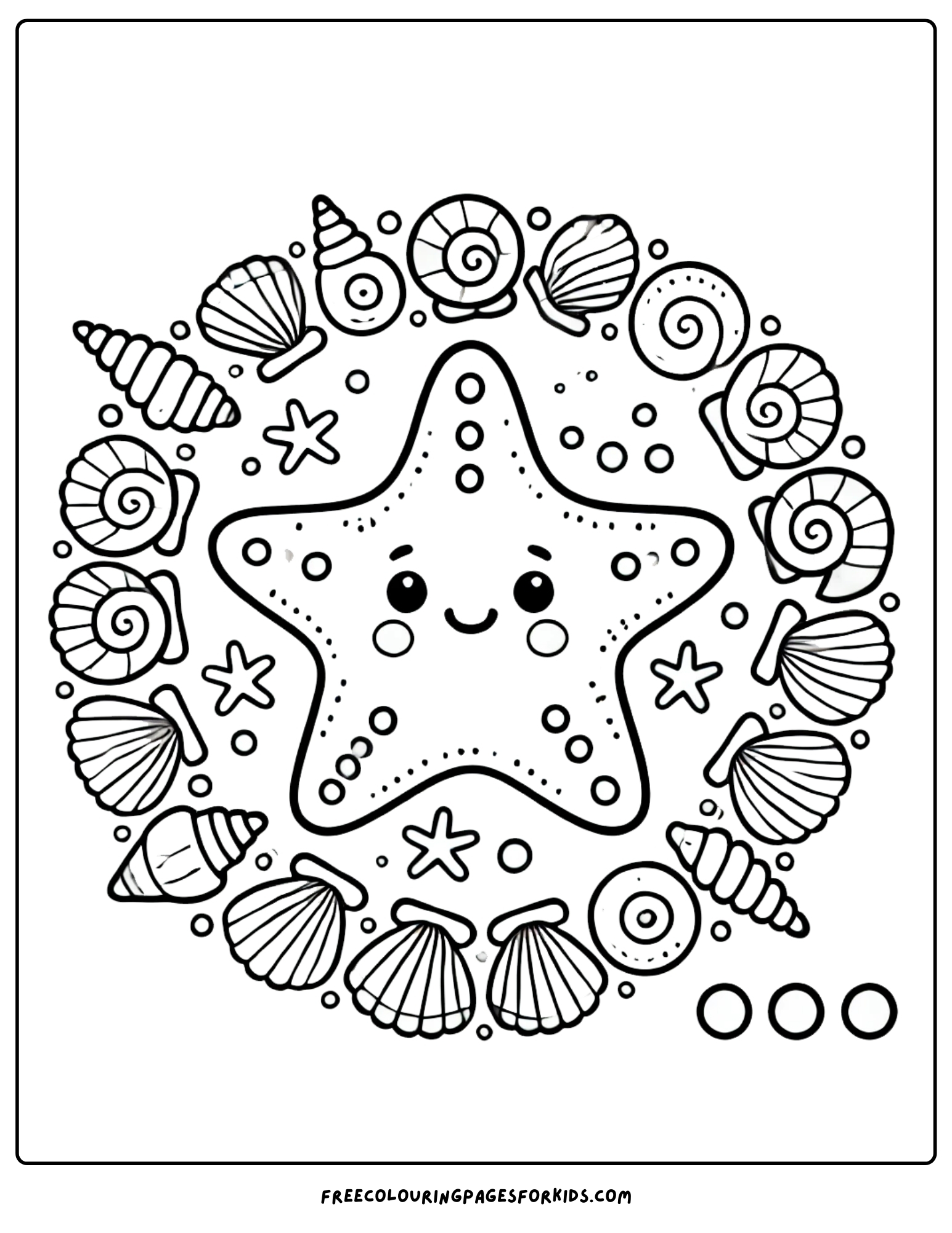 shell with a starfish coloring page