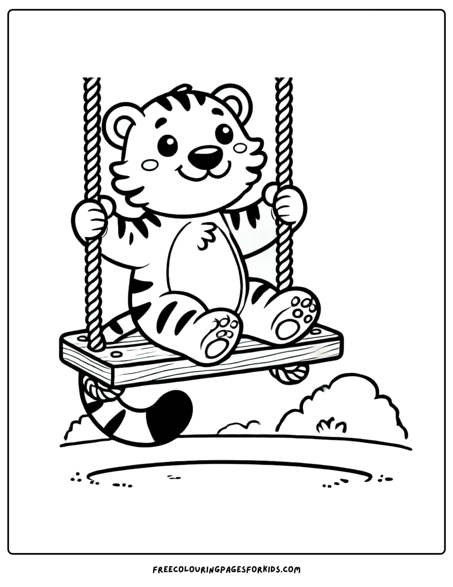 tiger on a swing coloring page