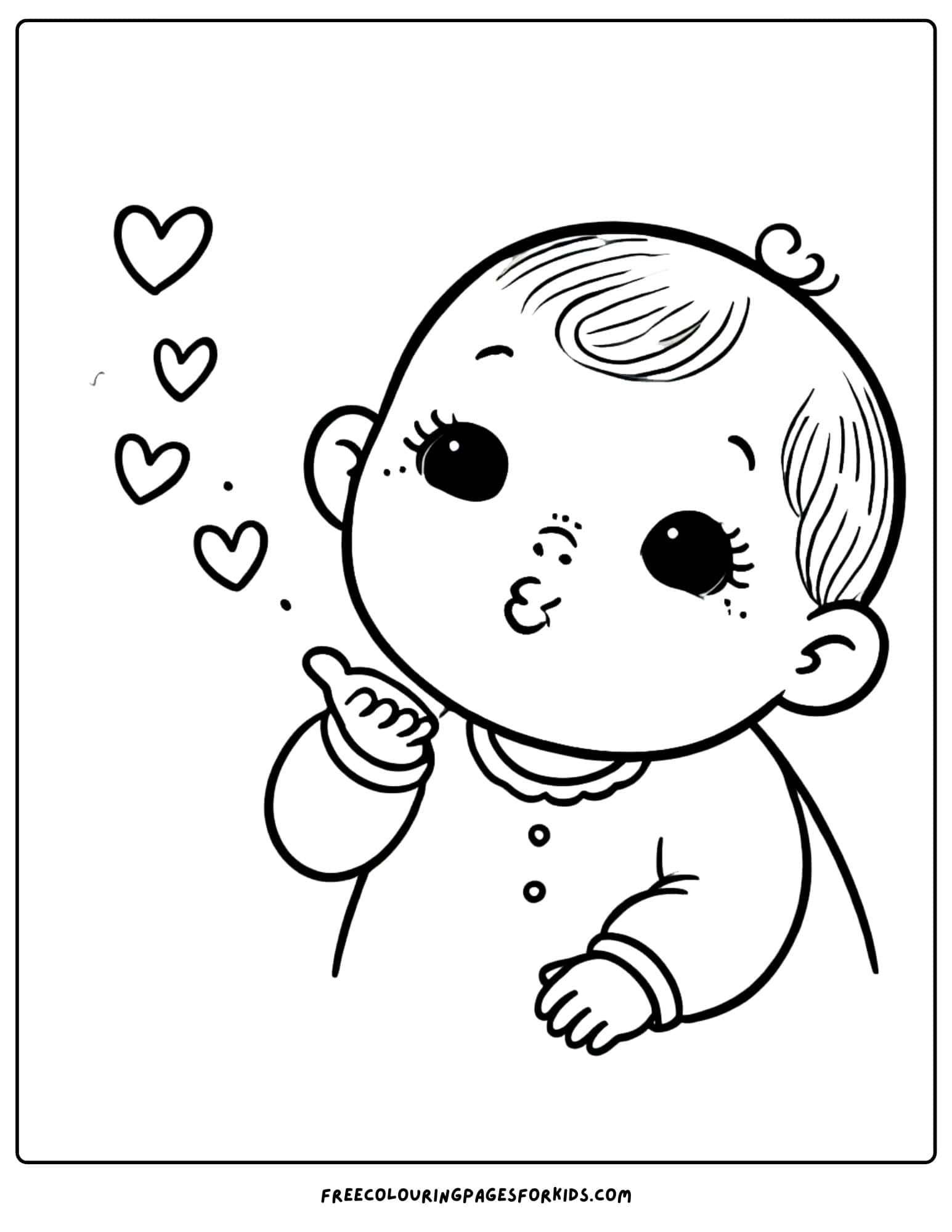 baby blowing kisses coloring page