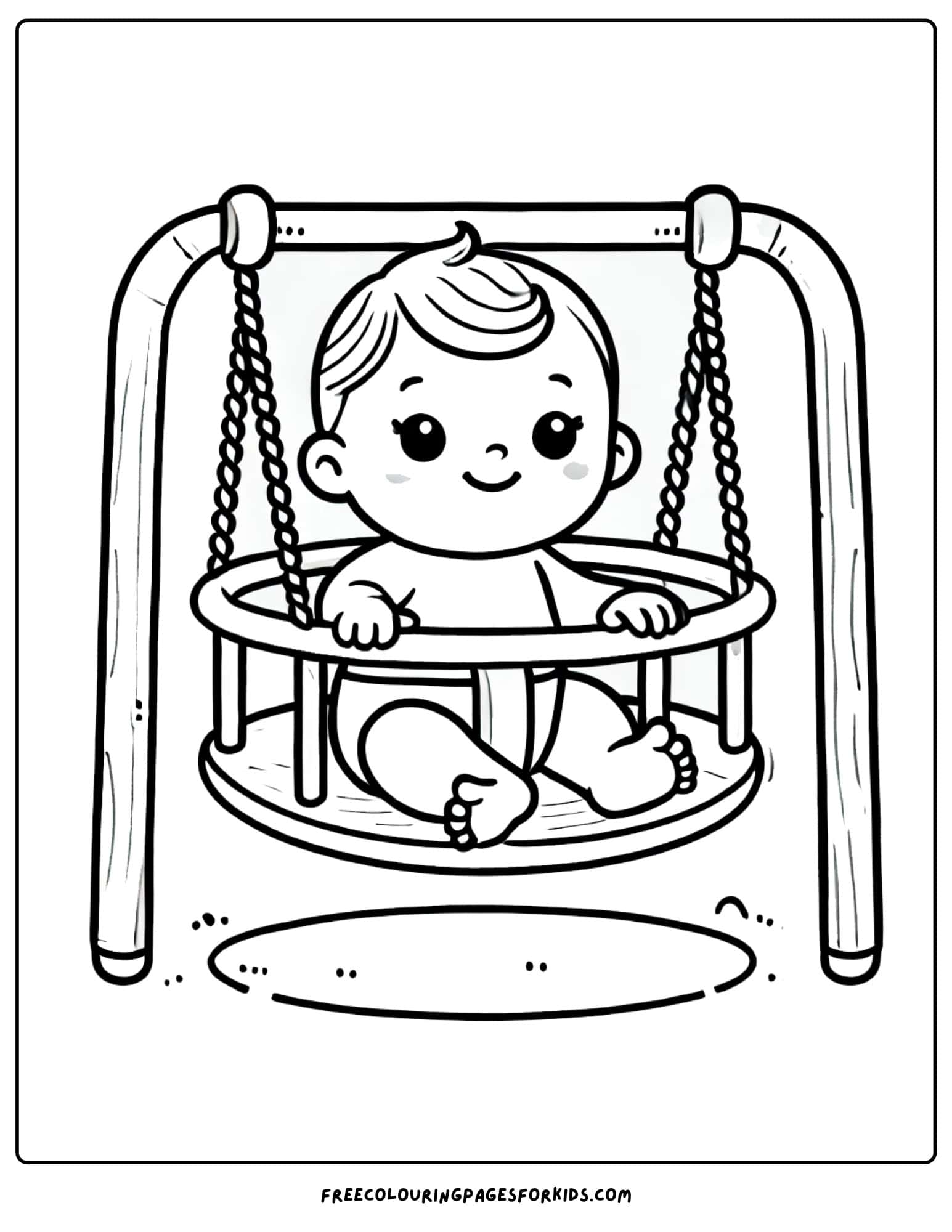 baby sitting in a baby swing coloring page