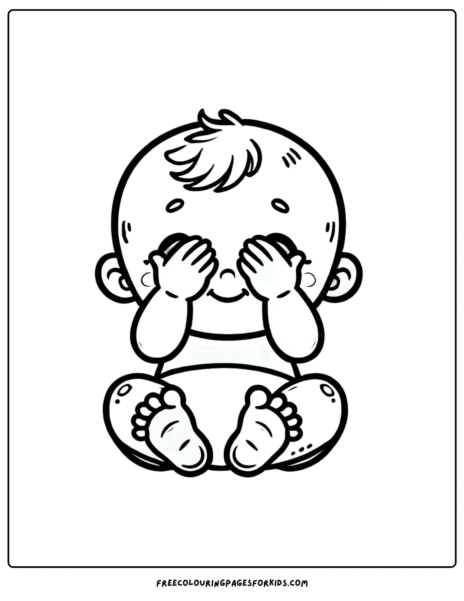 baby playing peek-a-boo coloring page