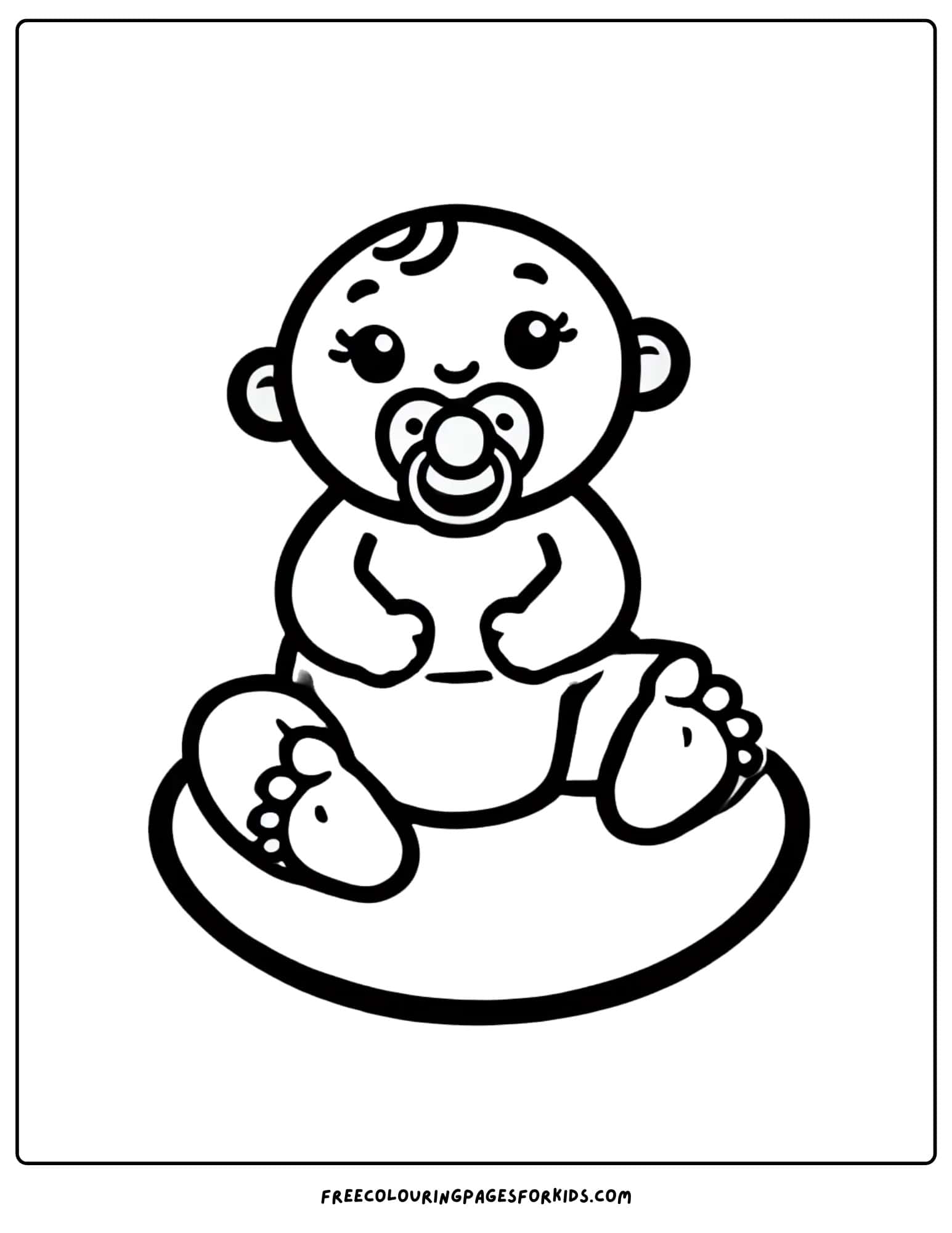 baby sitting while sucking on a dummy coloring page