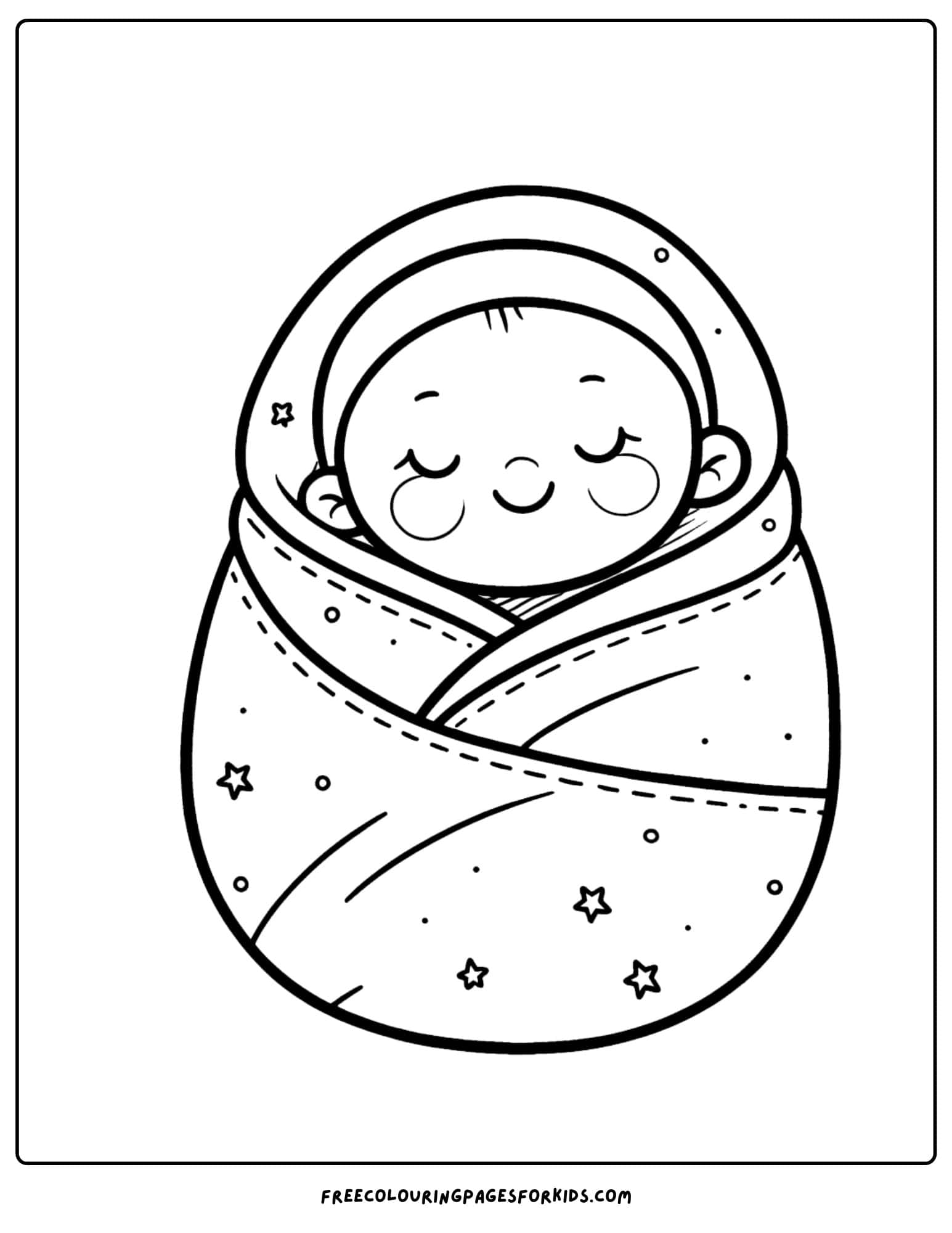 baby wrapped in a blanket coloring page