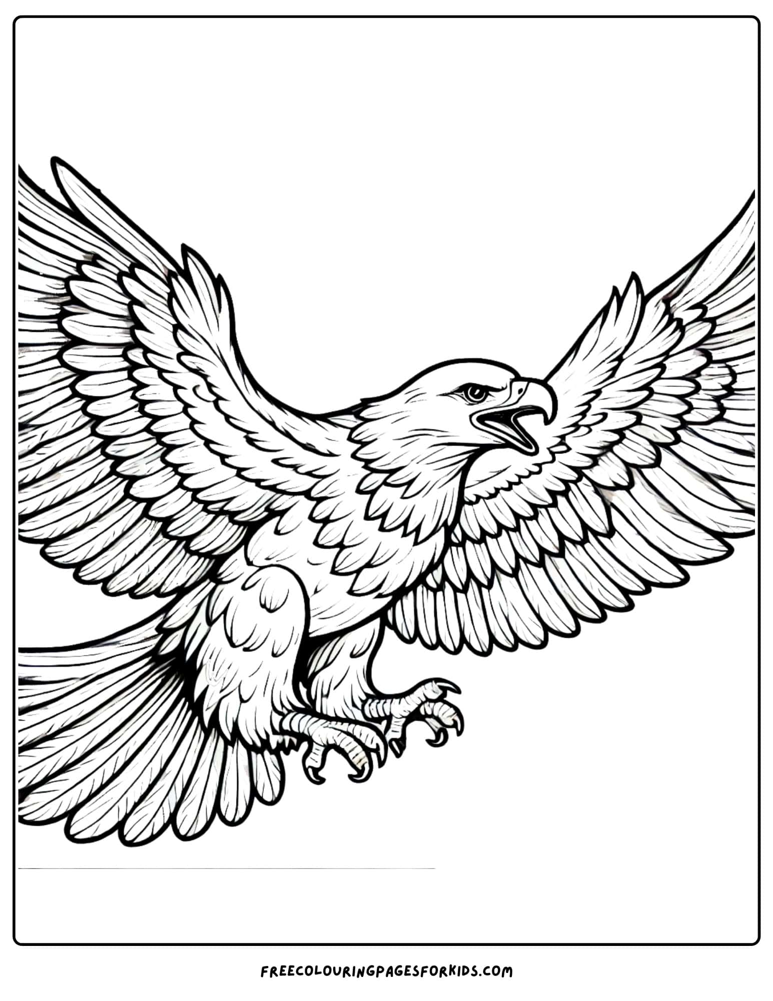 bird eagle soaring in the sky coloring page