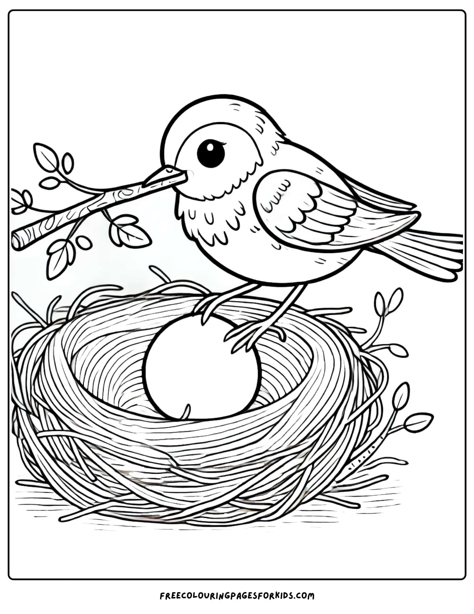 bird making a nest coloring page