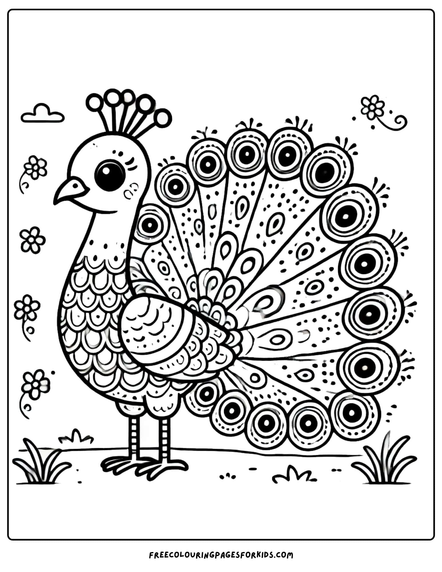 bird elegant peacock coloring page