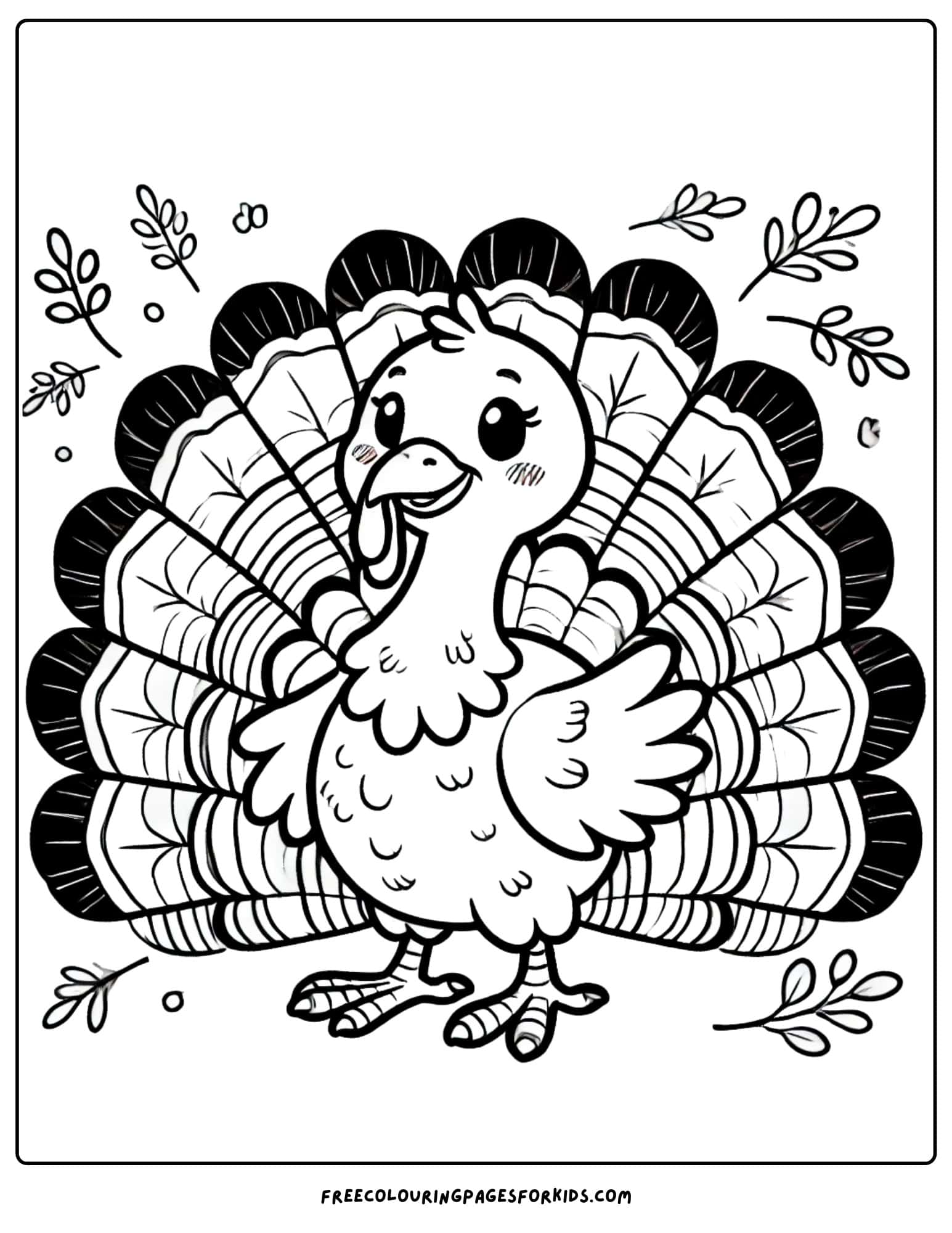 bird turkey fanning its feathers coloring page